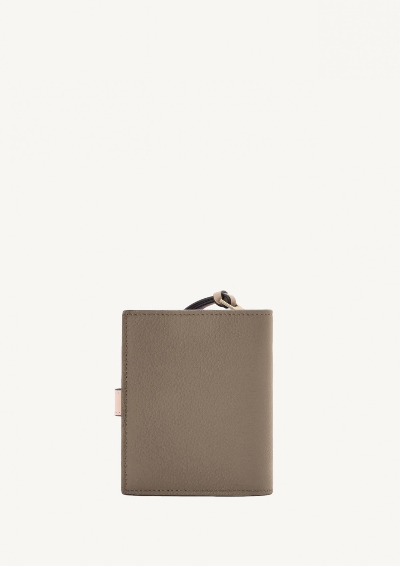 Compact zipped wallet grained taupe and talc