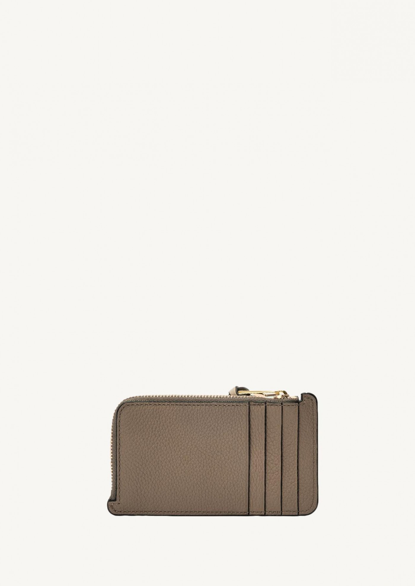 Porte-monnaie grainé taupe et talc