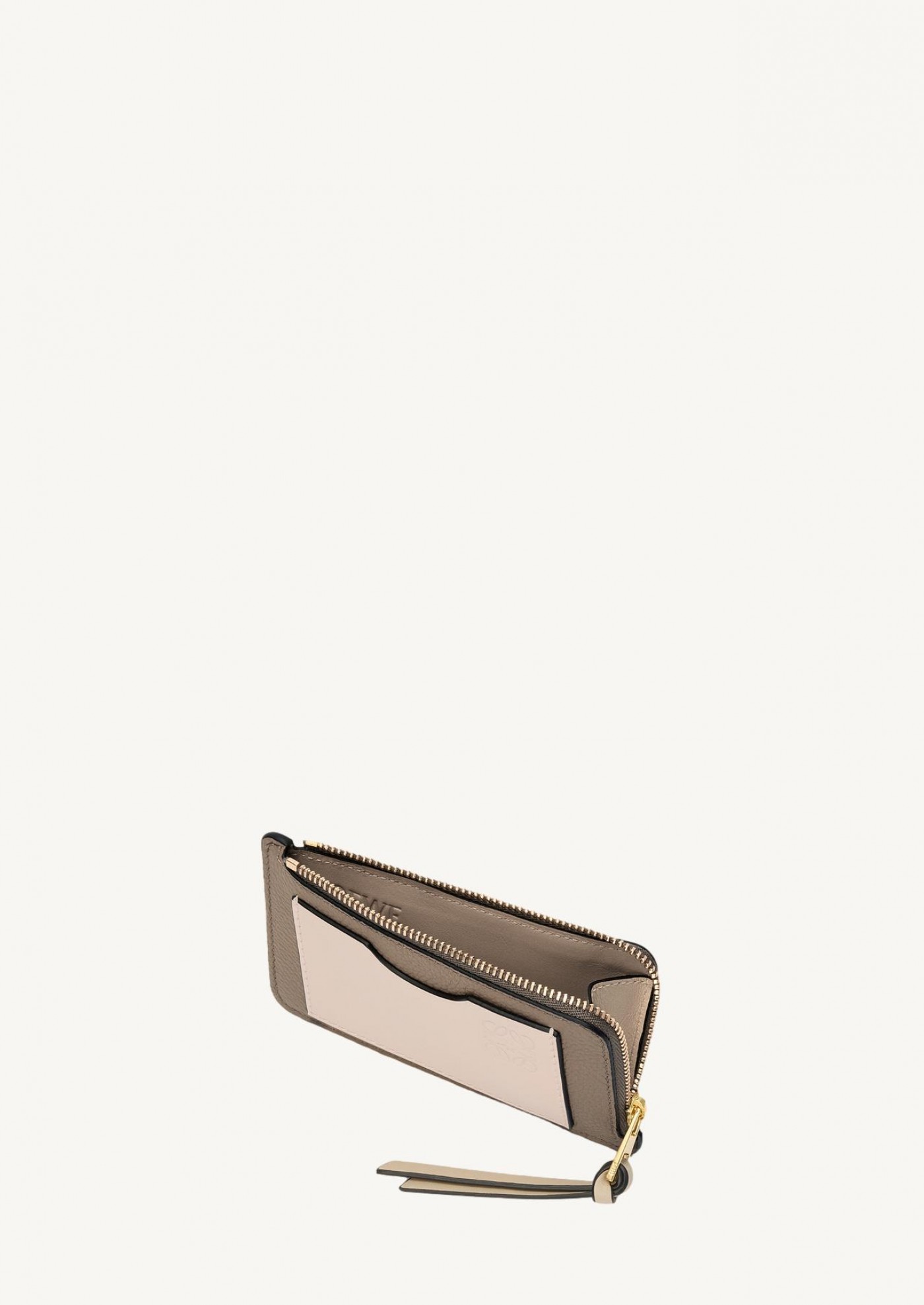 Taupe and talc grained wallet Loewe