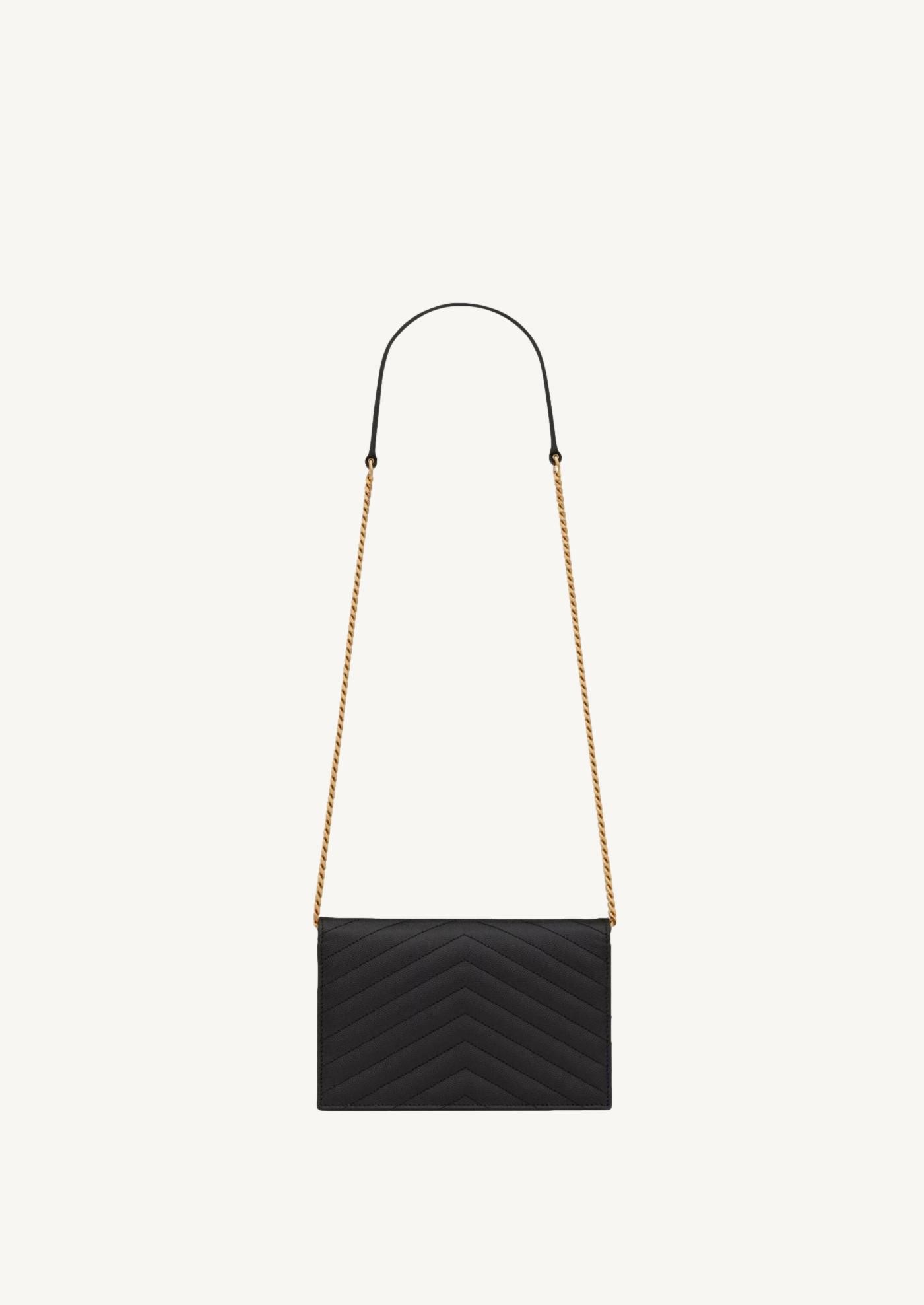 Cassandre envelope chain wallet noir et or