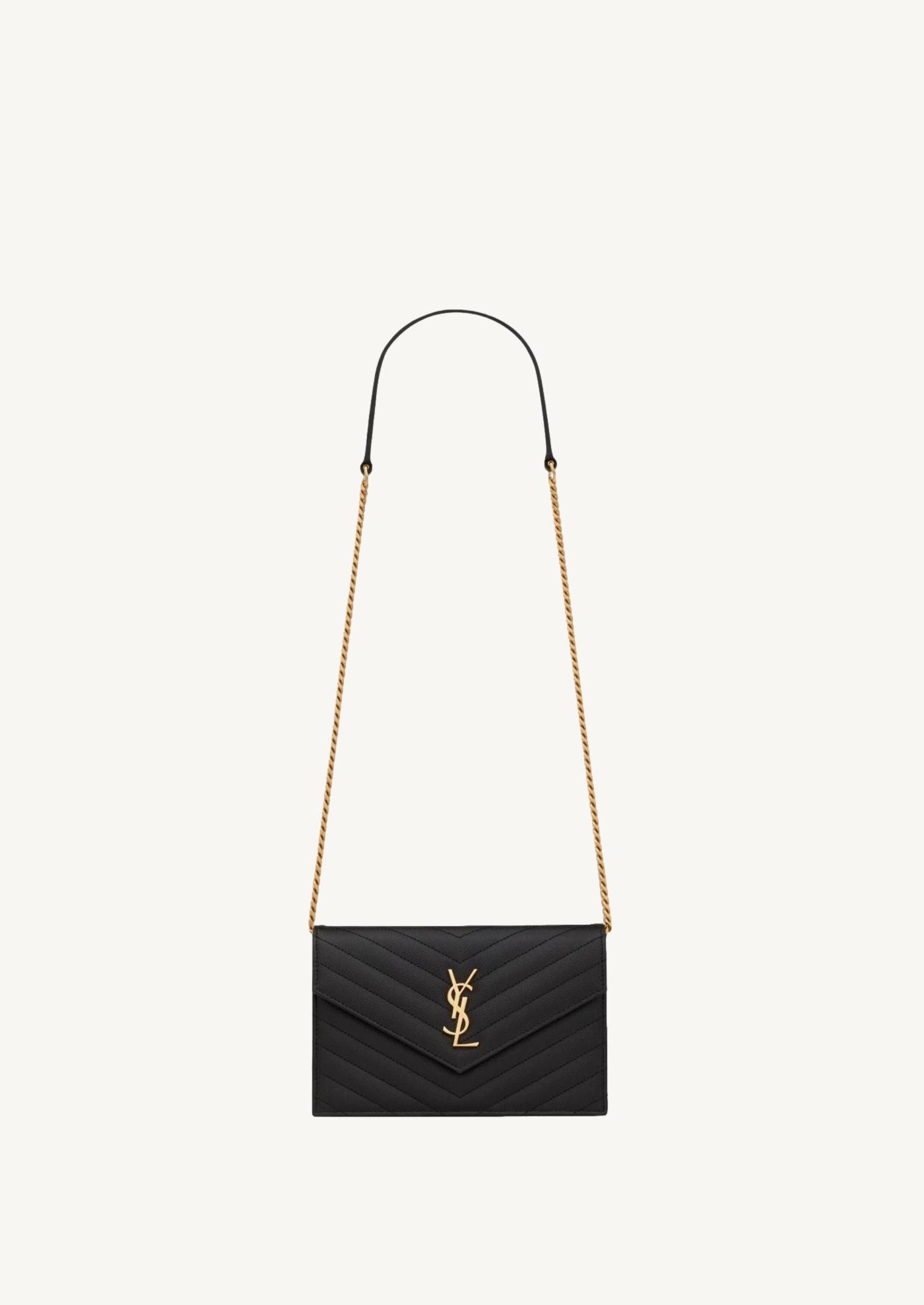 Cassandre envelope chain wallet noir et or