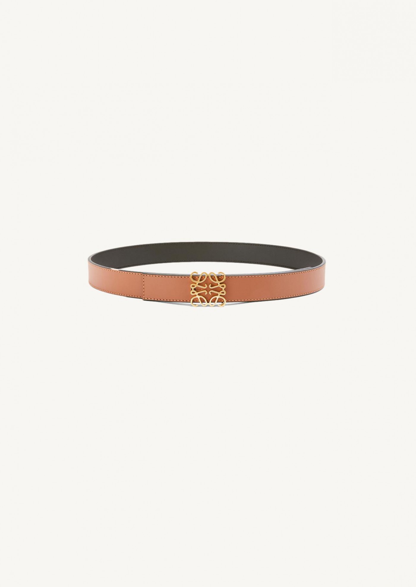 Anagram reversible belt in tan and black