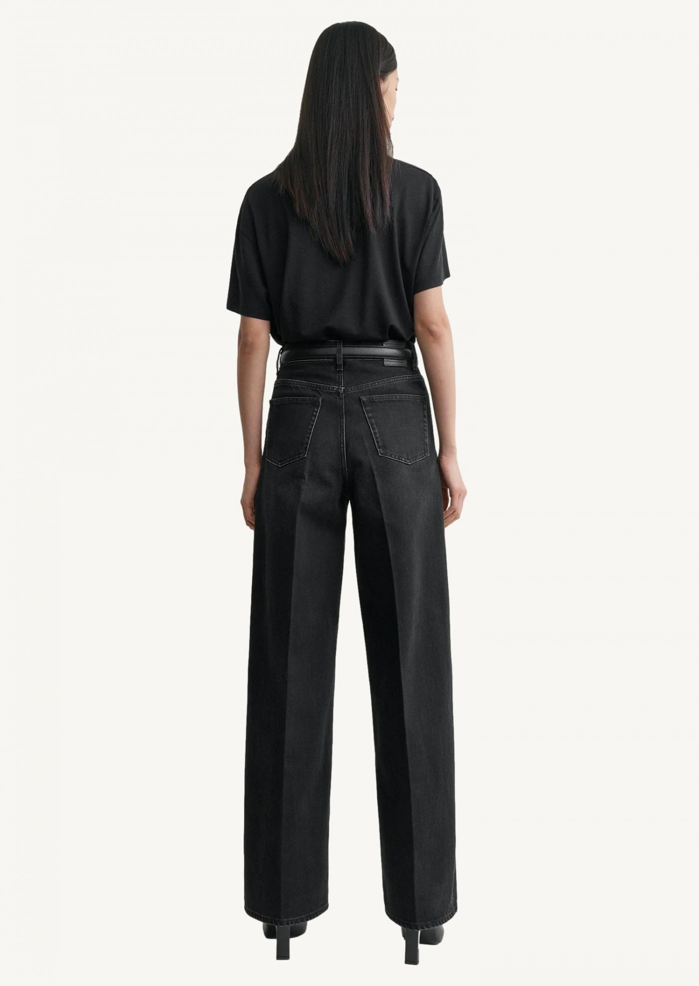 Wide leg denim faded black