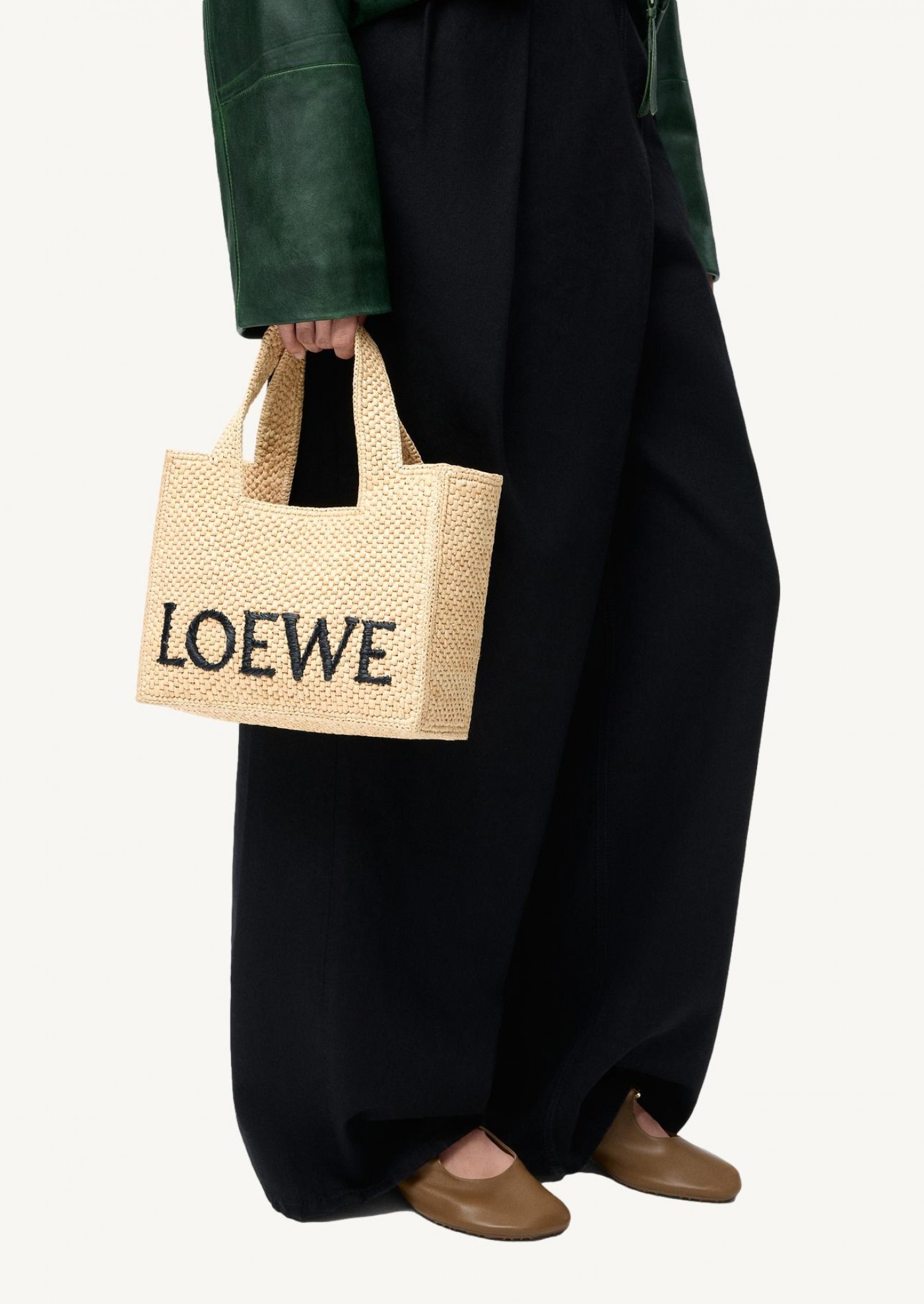 Petit LOEWE Font Tote en raphia beige Loewe