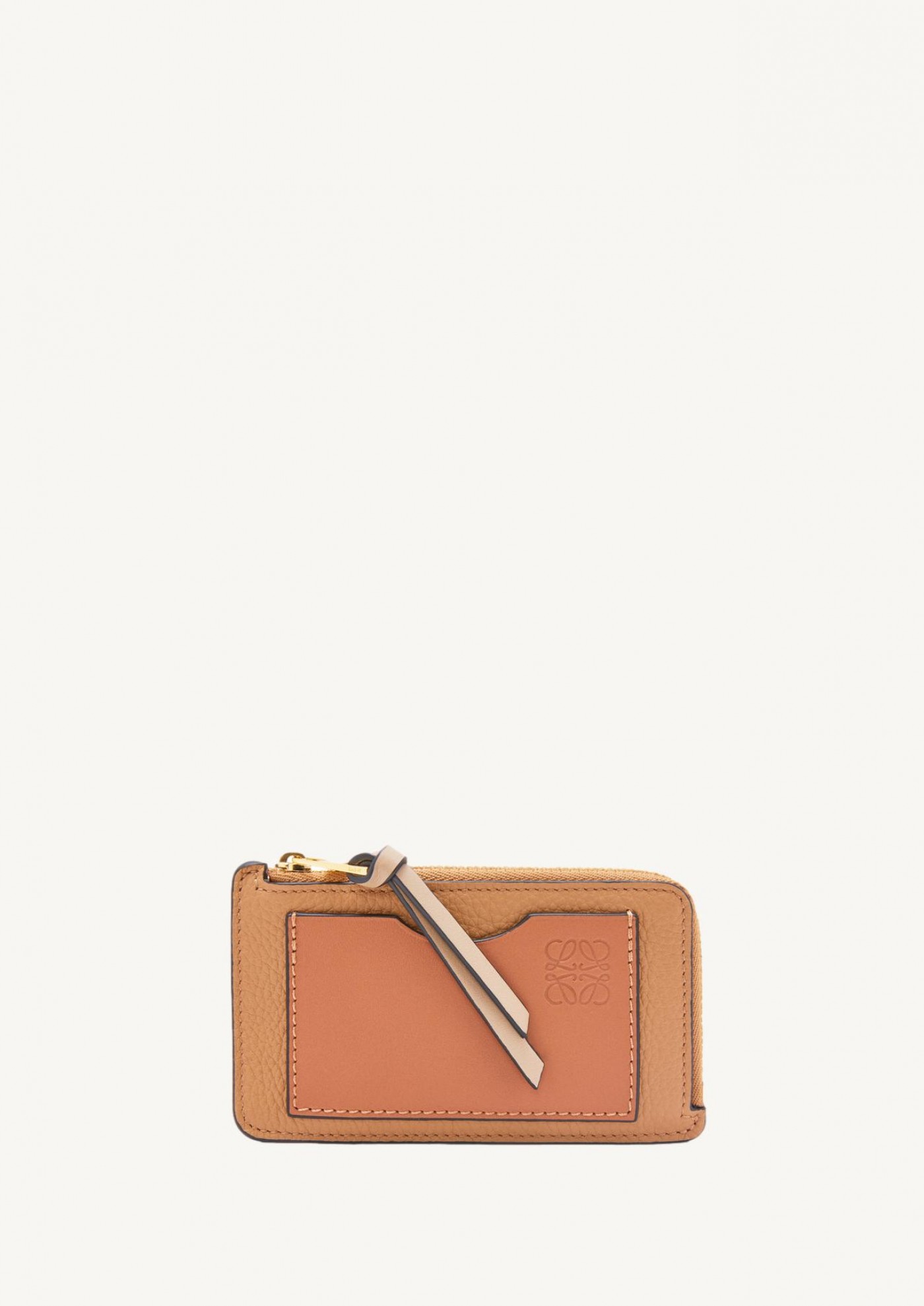 Toffee and tan grained card and coin holder