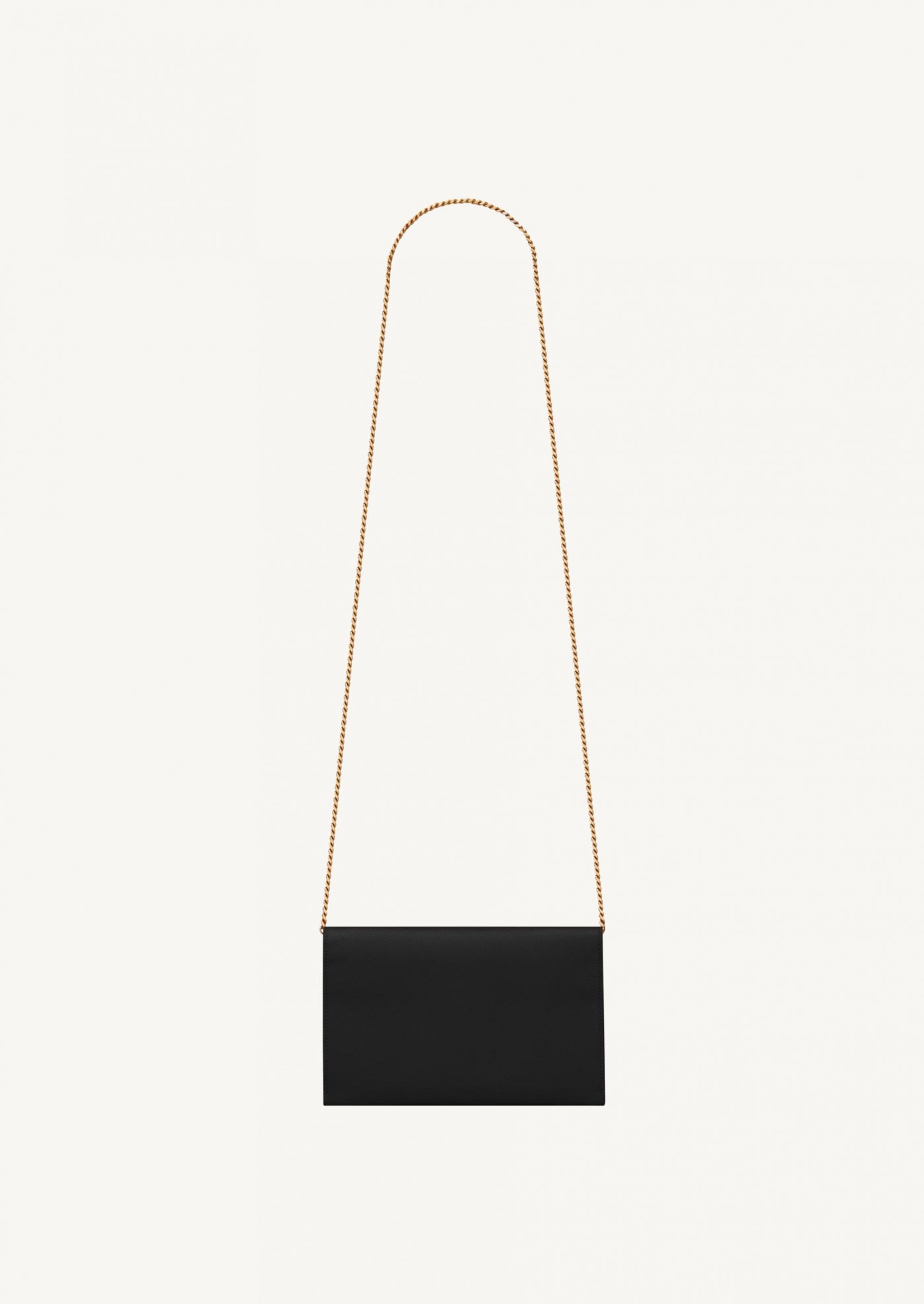 Uptown chain wallet in black and gold leather