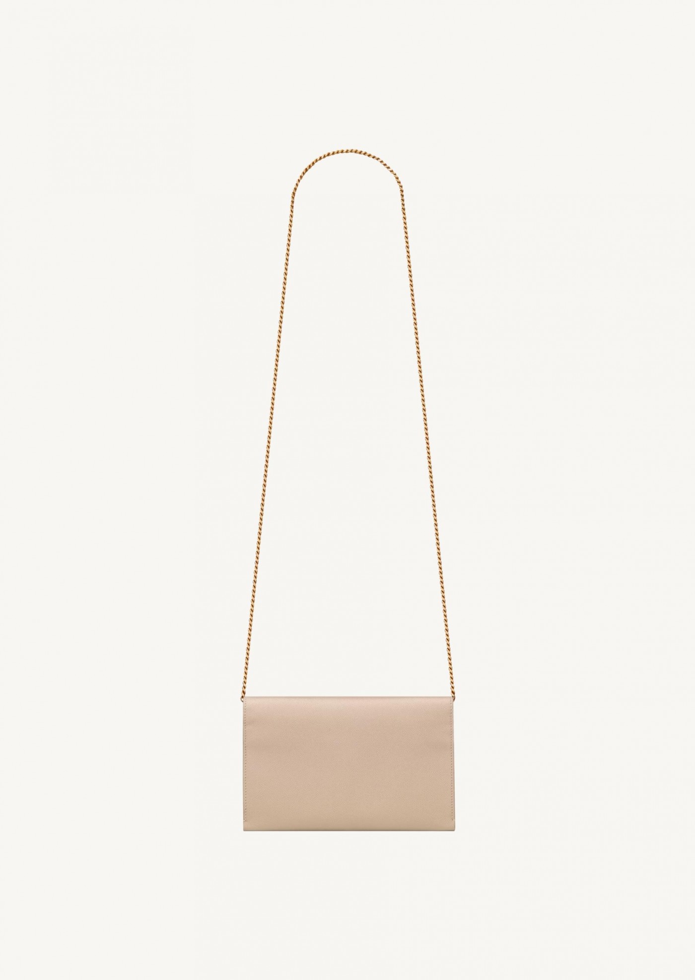 Uptown chain wallet en cuir beige et or