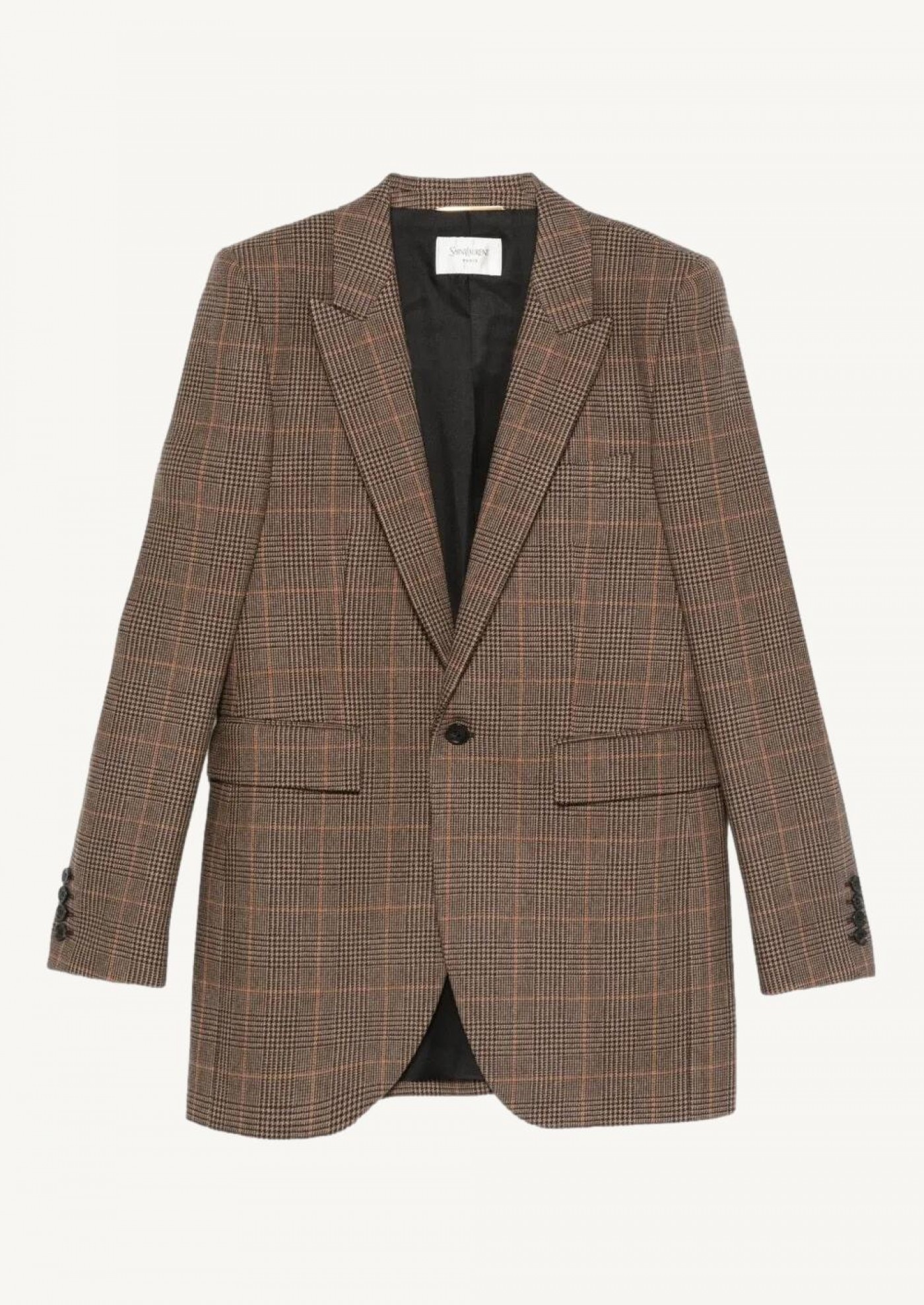 Blazer en laine et cachemire à carreaux