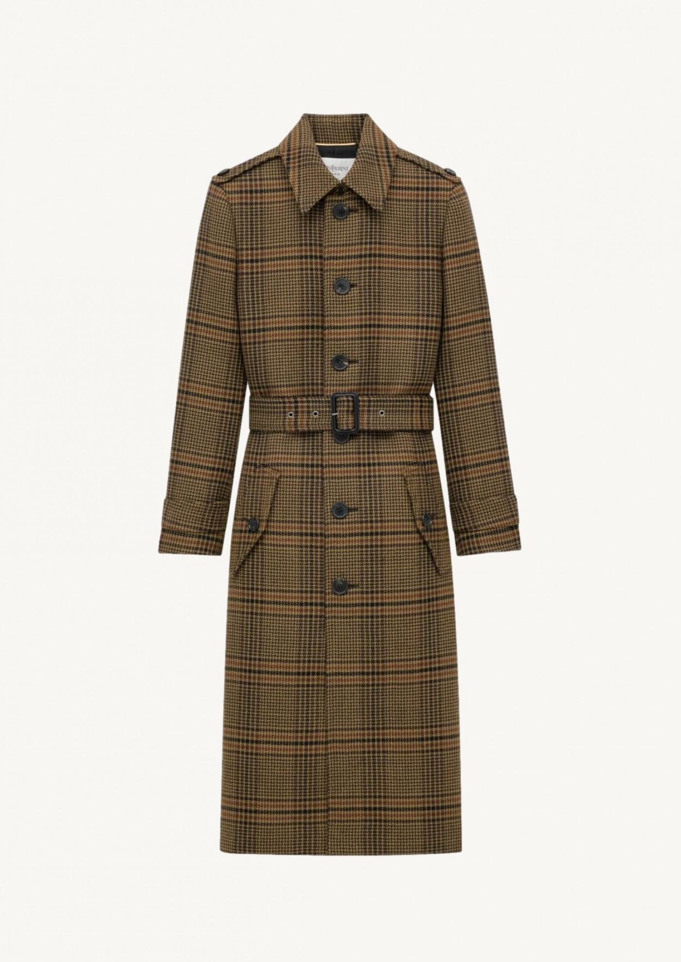 Manteau long en laine prince de galles