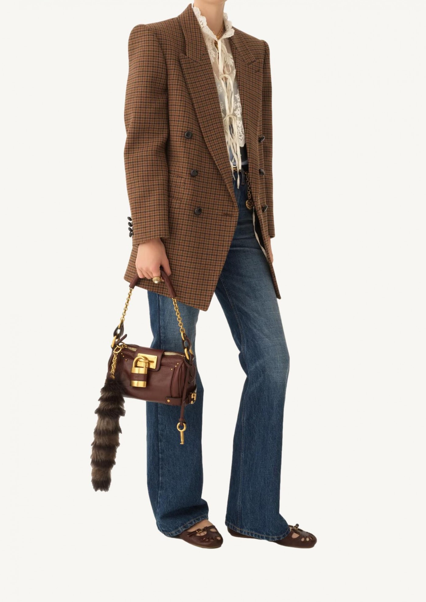 Petit Paddington chaîne en cuir grainé marron Chloé