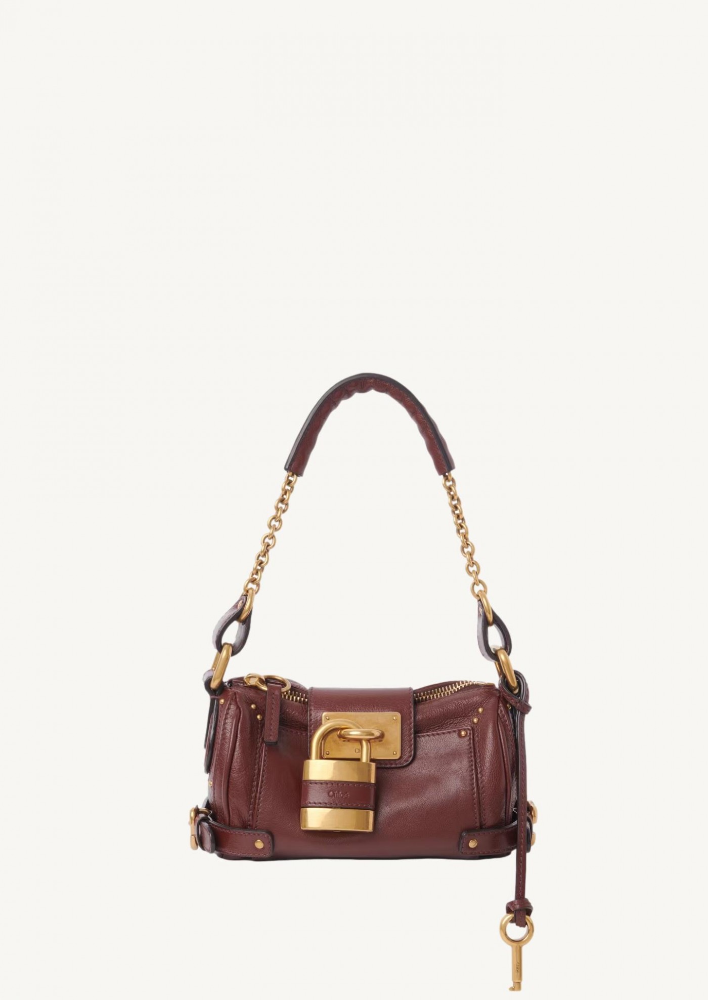 Small Paddington brown crafty grained leather chain