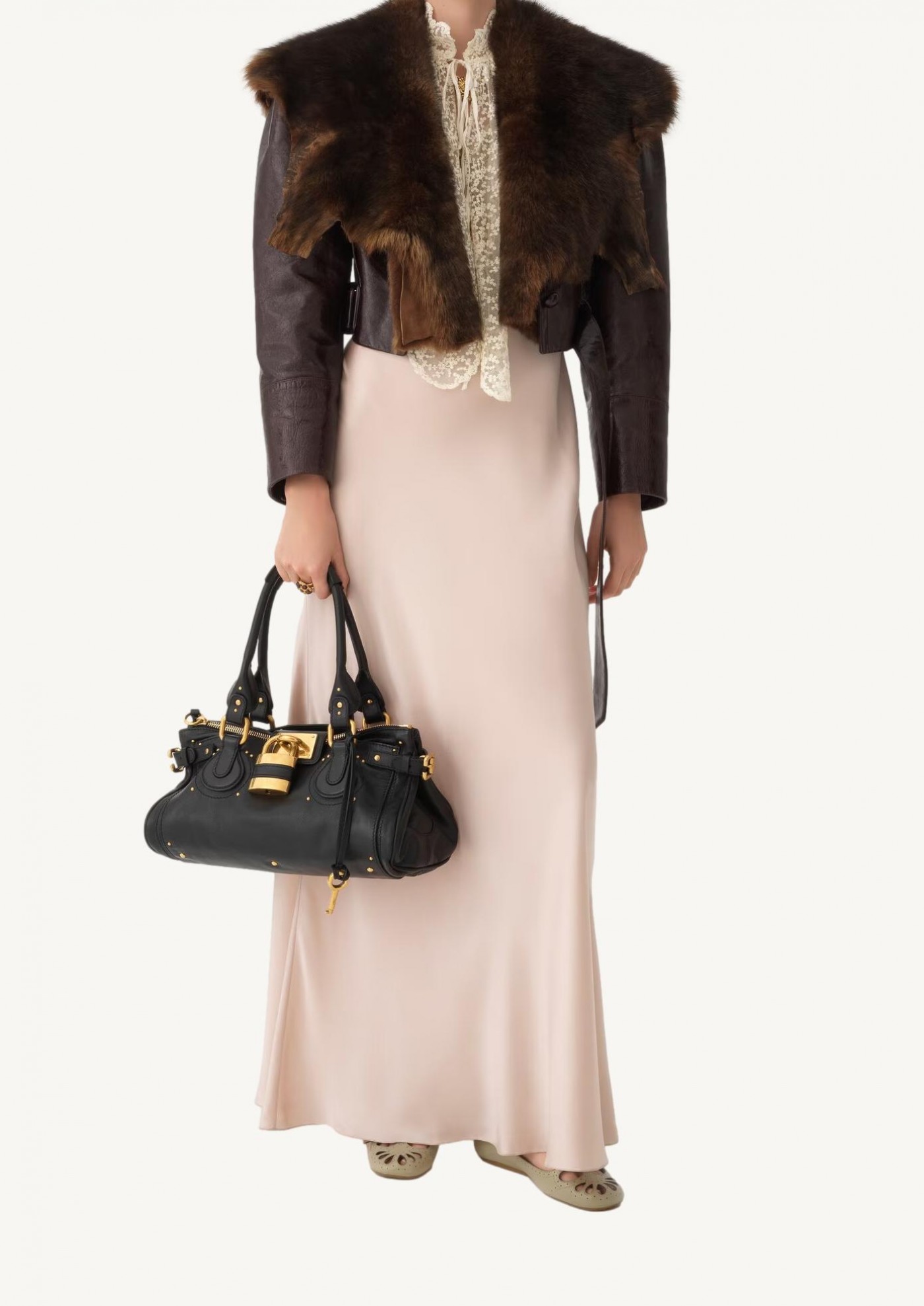 Paddington in black grained leather Chloé