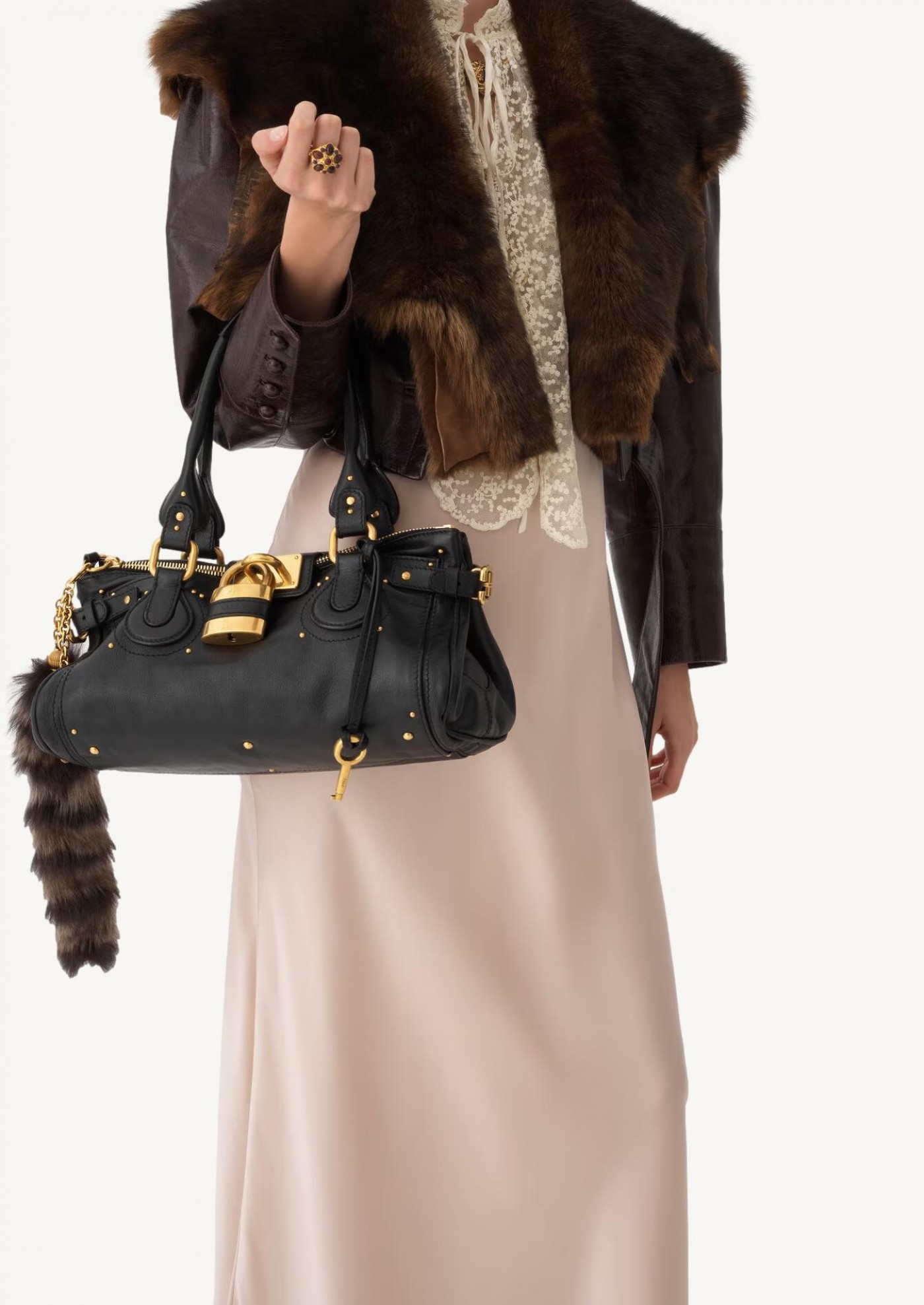 Paddington en cuir grainé noir Chloé