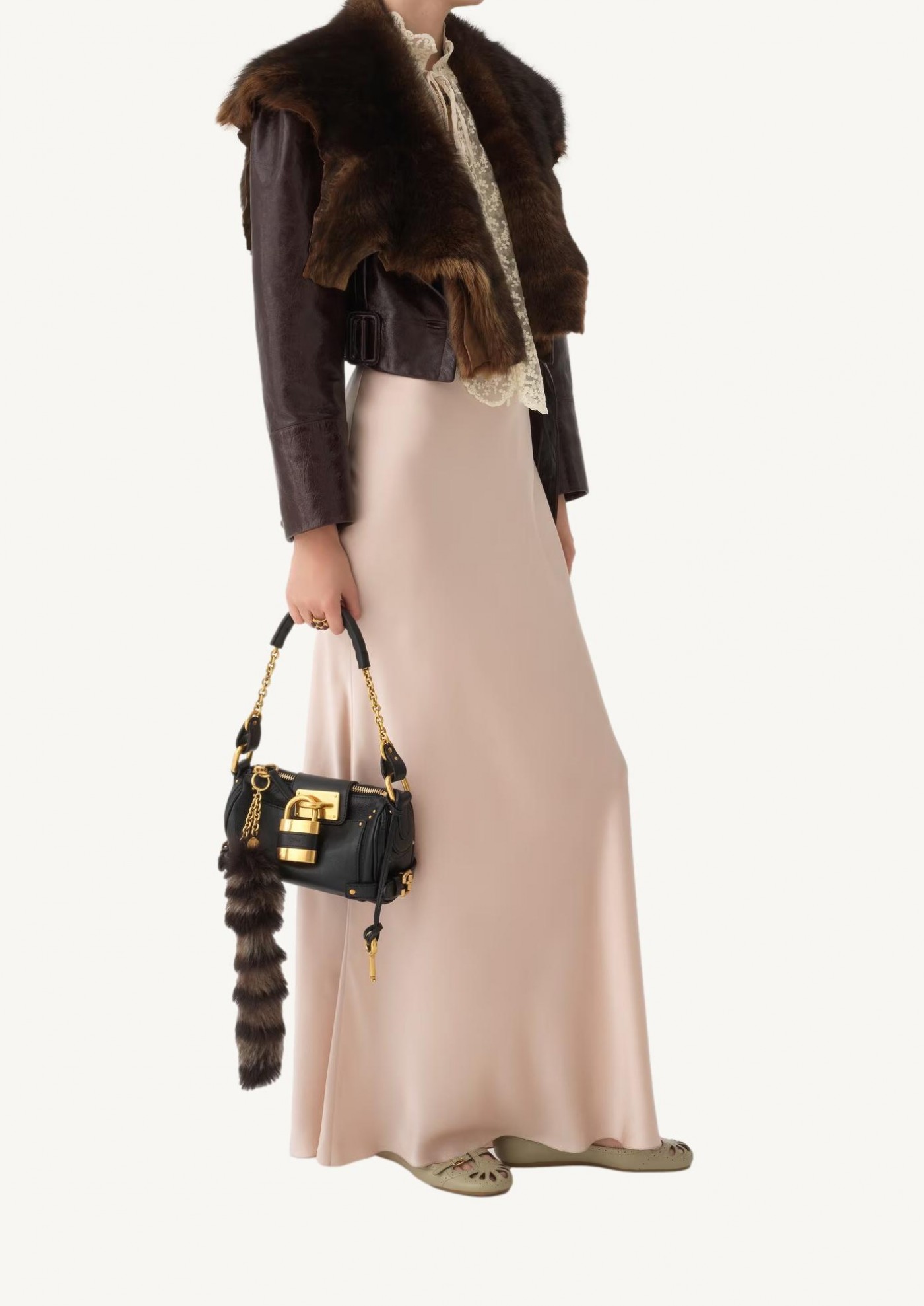 Petit Paddington chaîne en cuir grainé noir Chloé