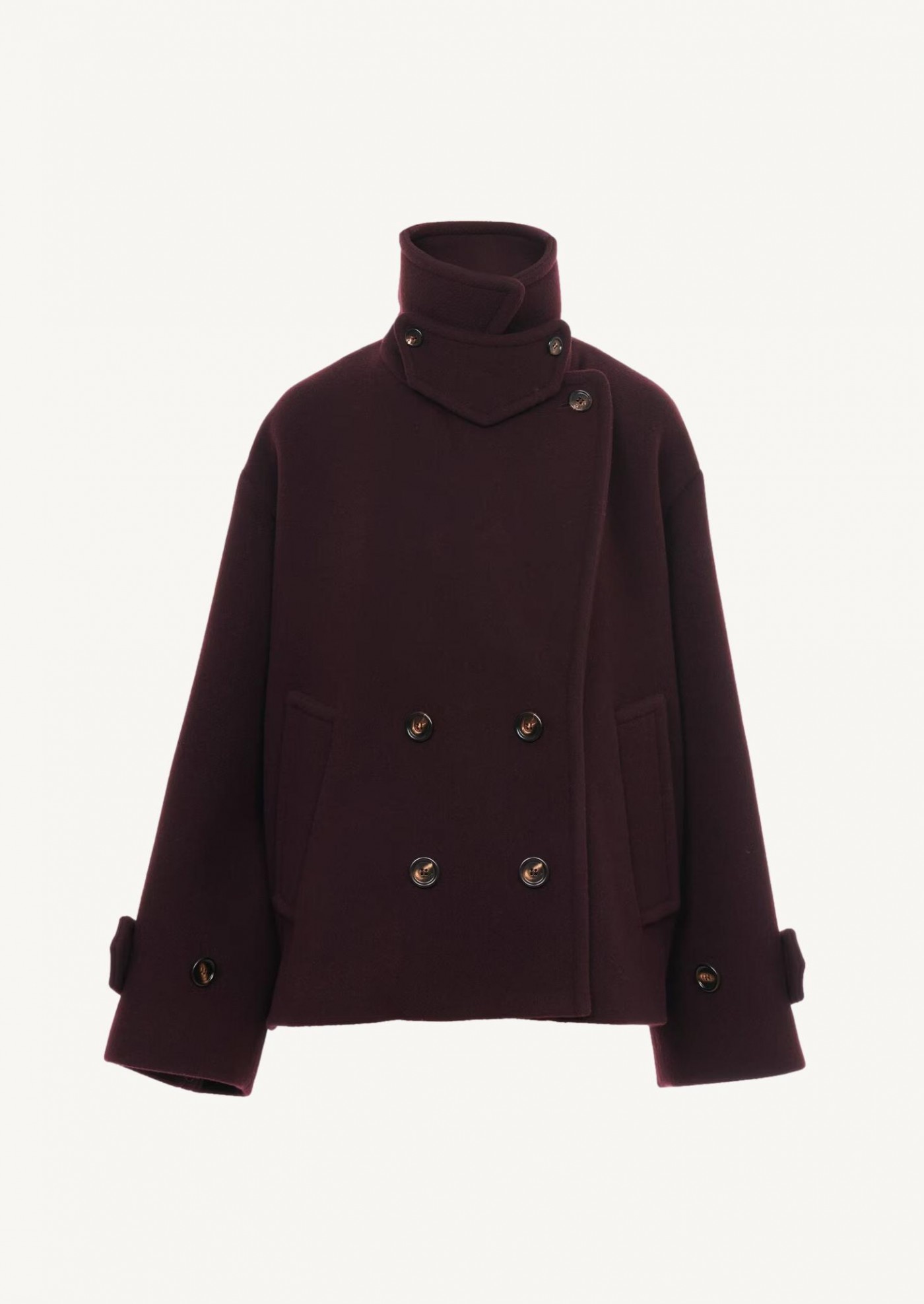 Oversized short wool coat deep purple