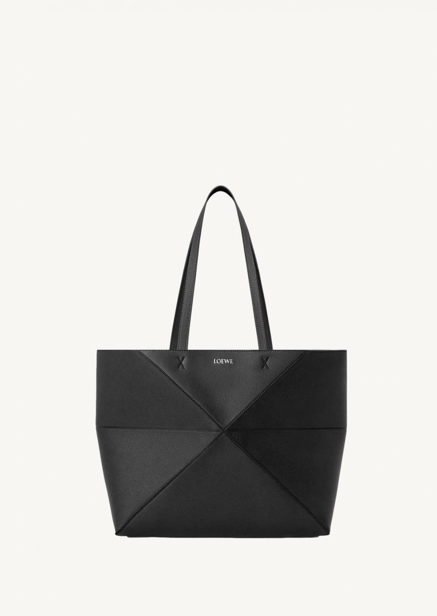 Medium Puzzle Fold horizontal tote bag in black