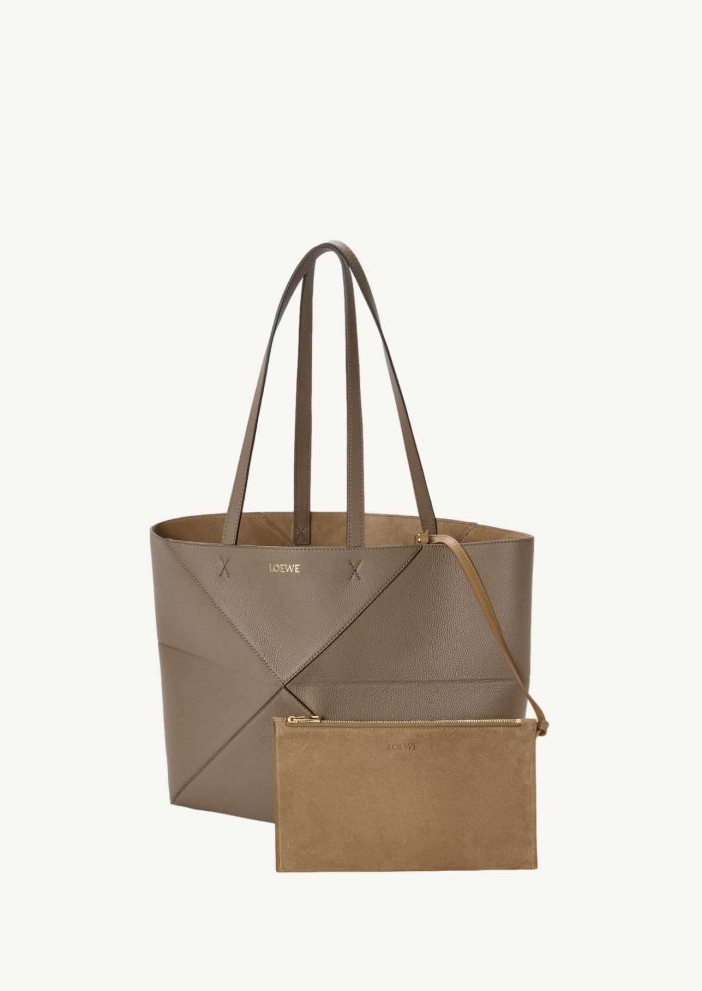 Moyen Puzzle Fold tote horizontal taupe Loewe