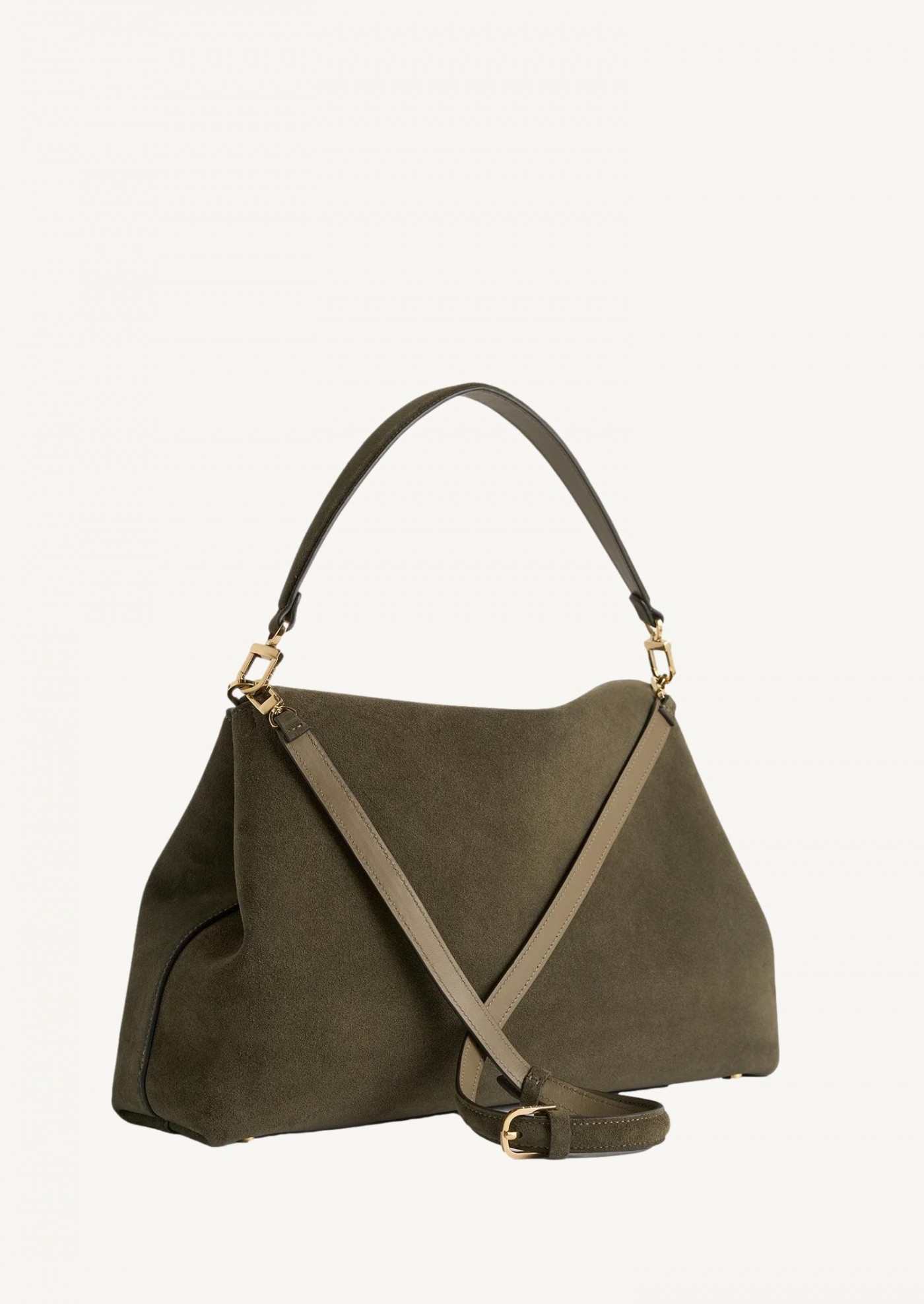 T-lock suede satchel dark taupe