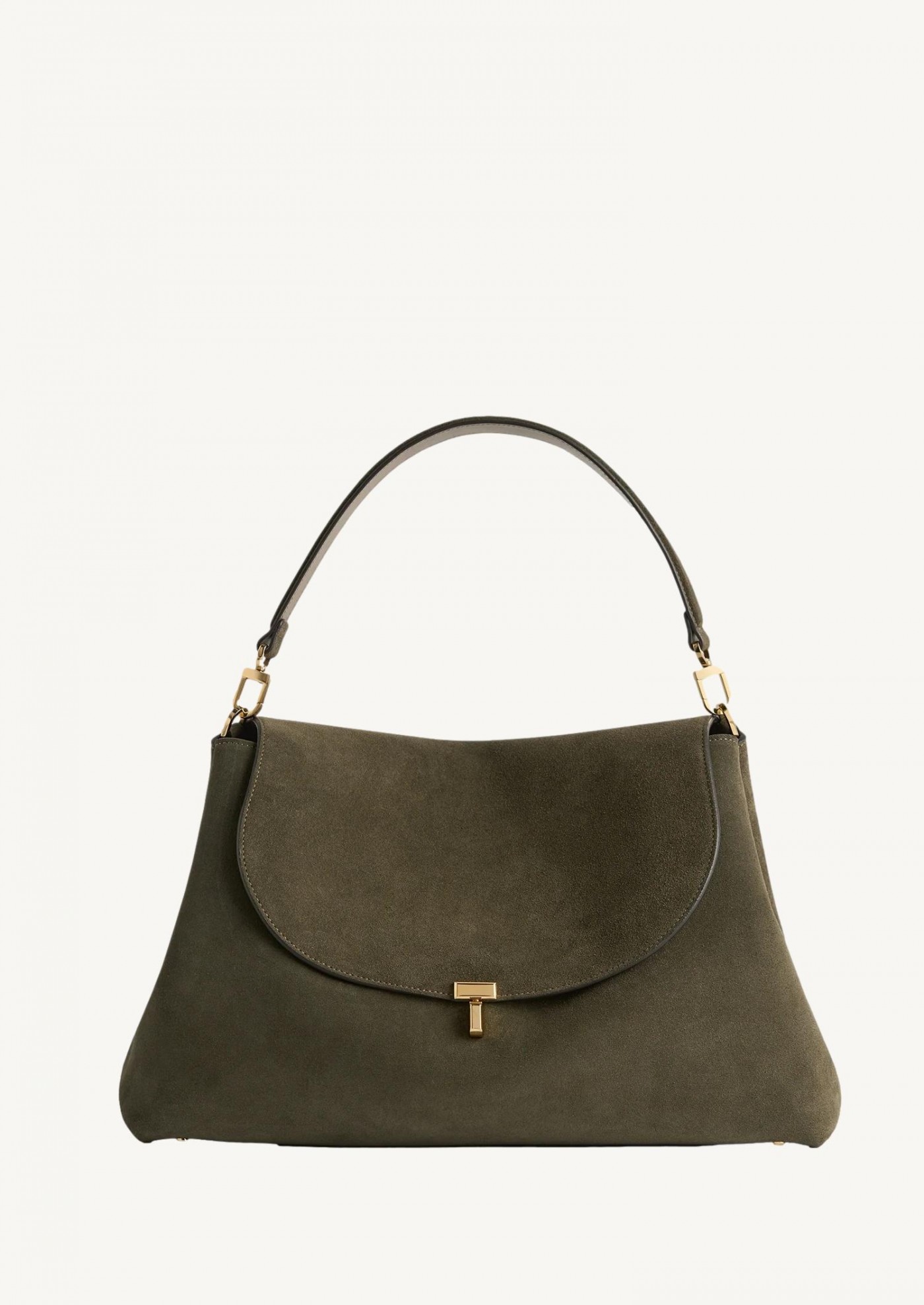 T-lock suede satchel dark taupe