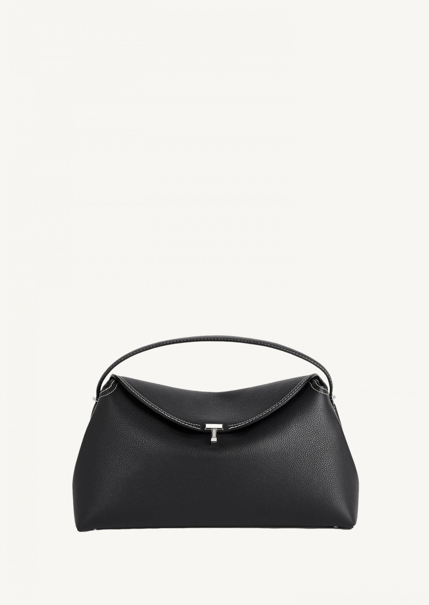 T-lock grained-leather top handle black