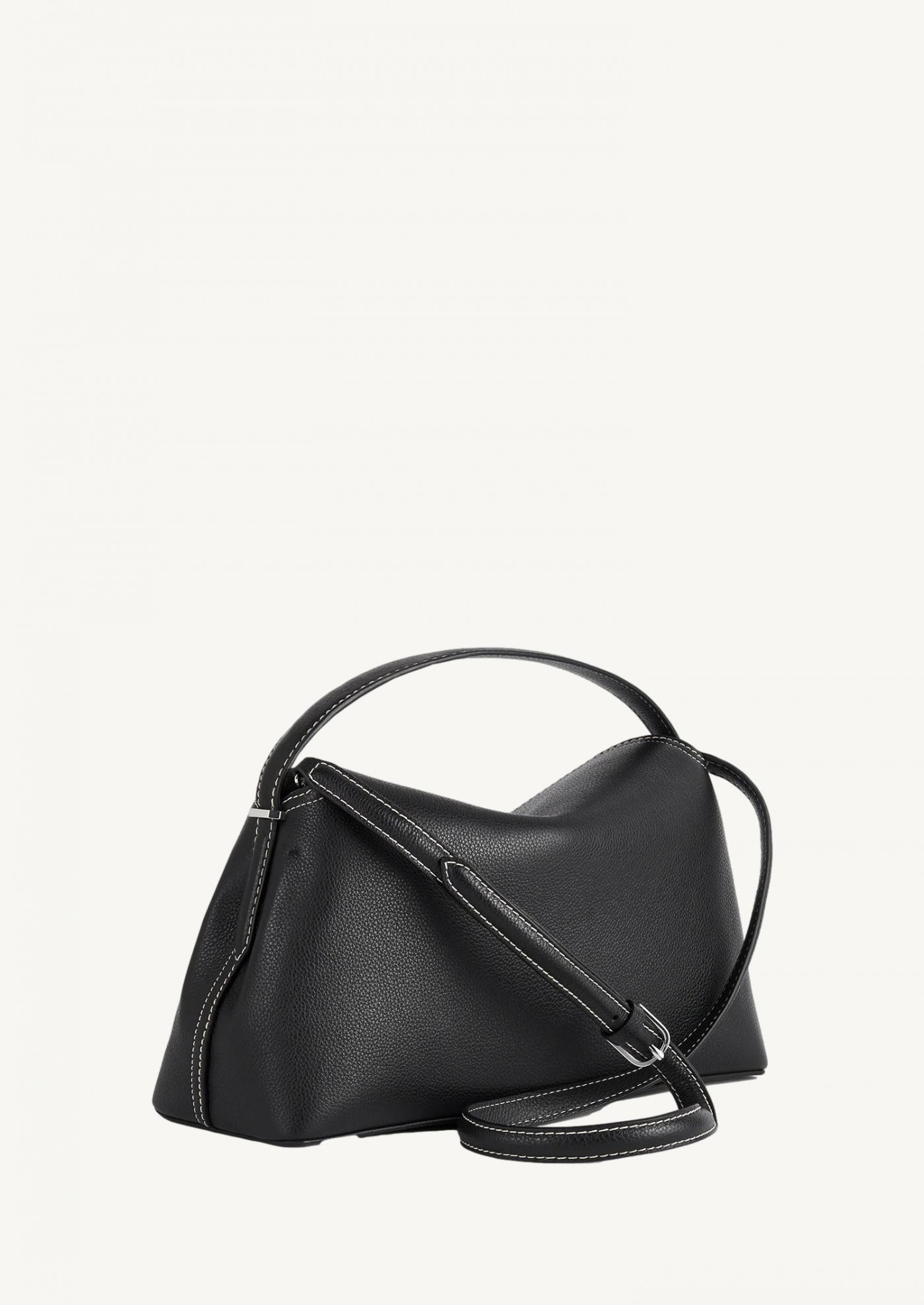 T-lock grained-leather top handle black