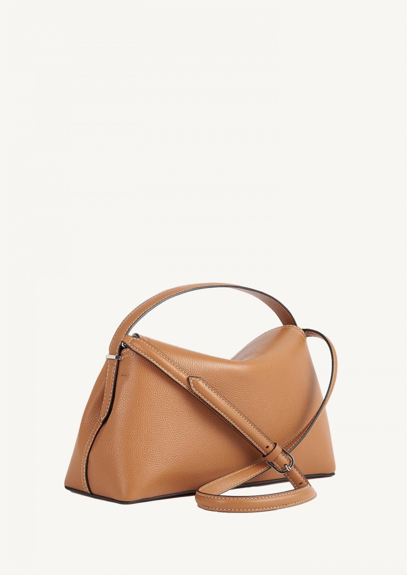 T-Lock en cuir grainé beige avec verrouillage en T Totême