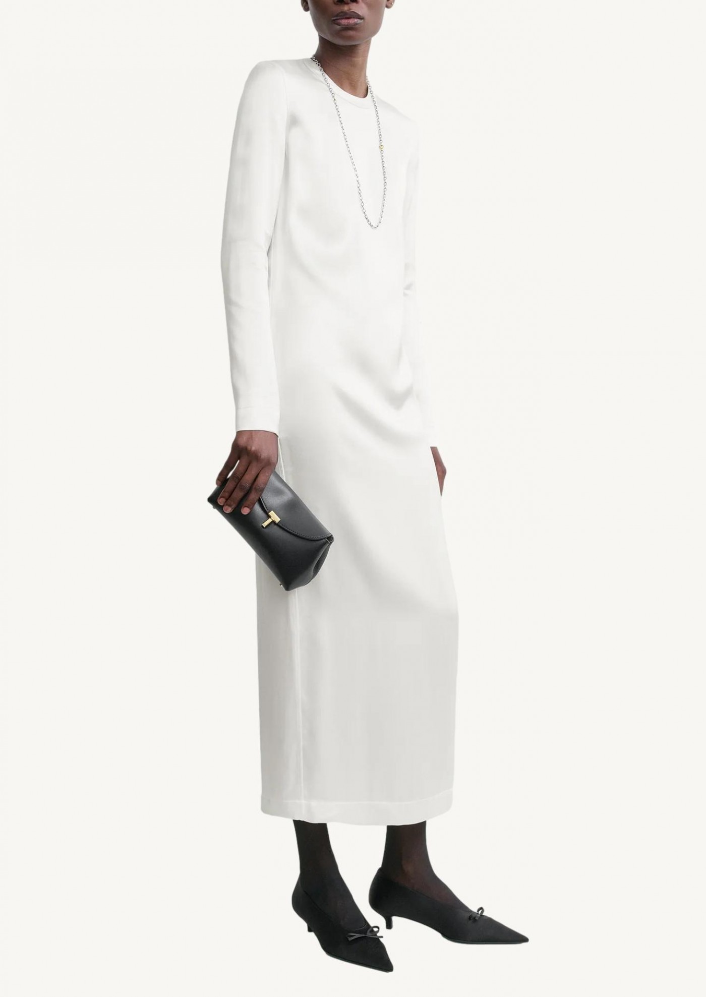 Pochette en cuir noir mini T-lock Totême