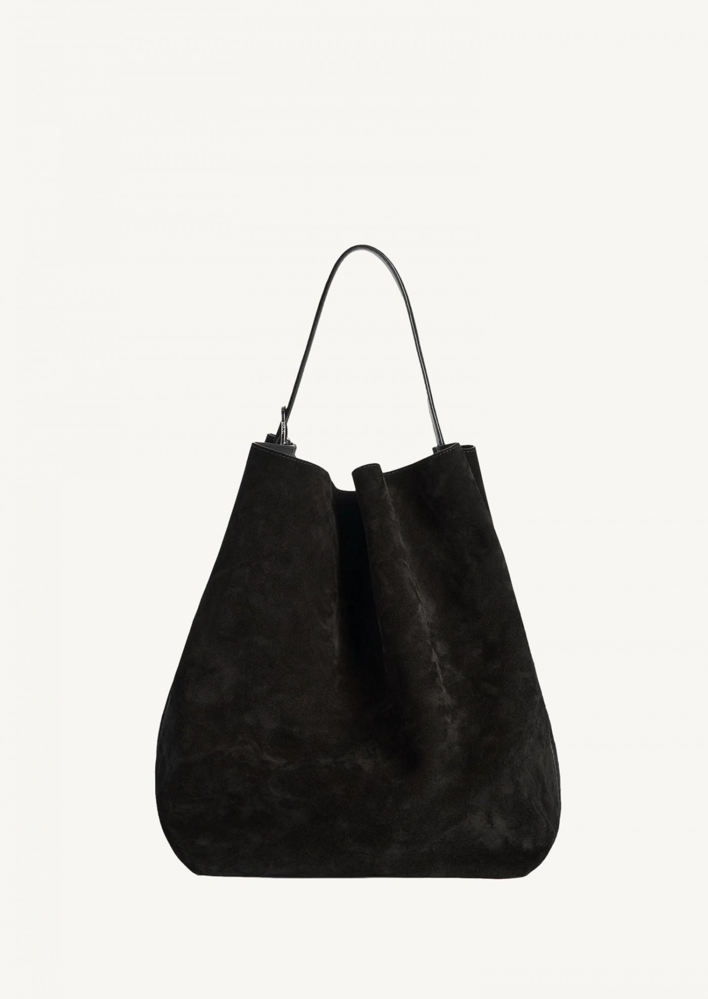 Belted suede tote espresso