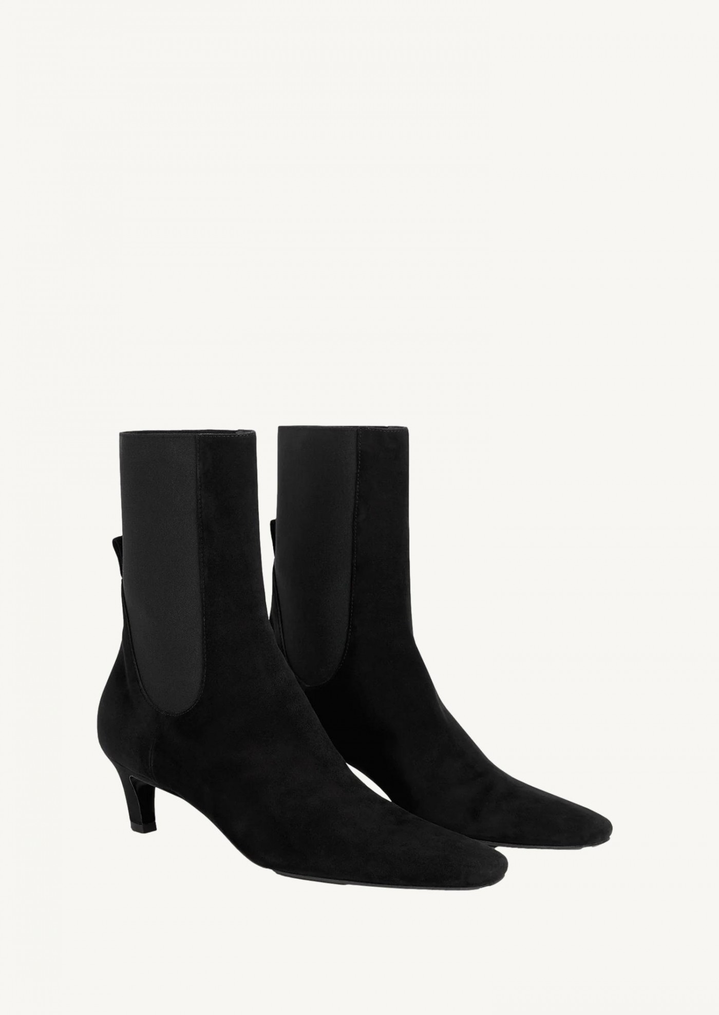 Bottes noires à talon moyen en daim