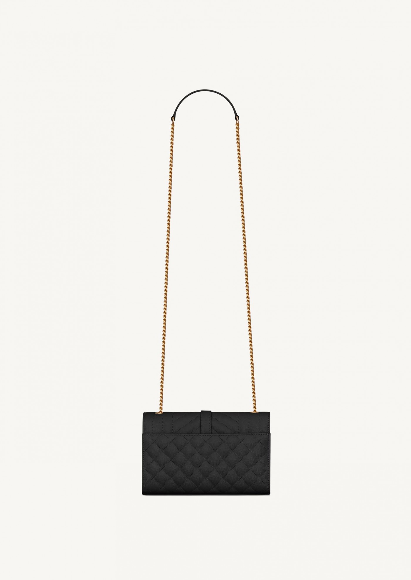 Petite enveloppe en cuir matelassé noir Saint Laurent