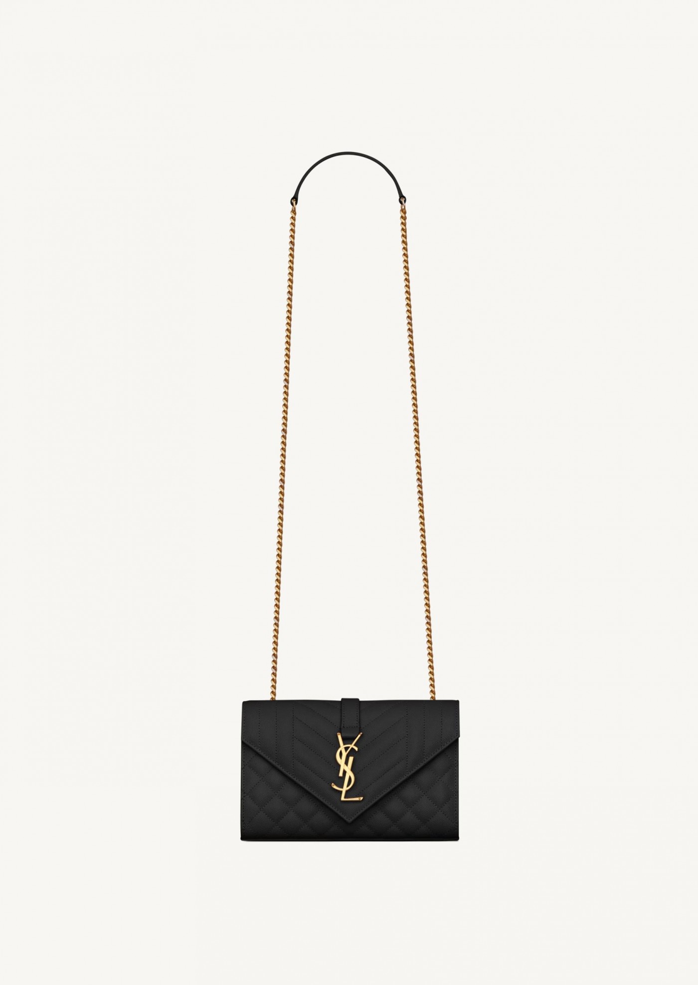 Small black quilted leather envelope