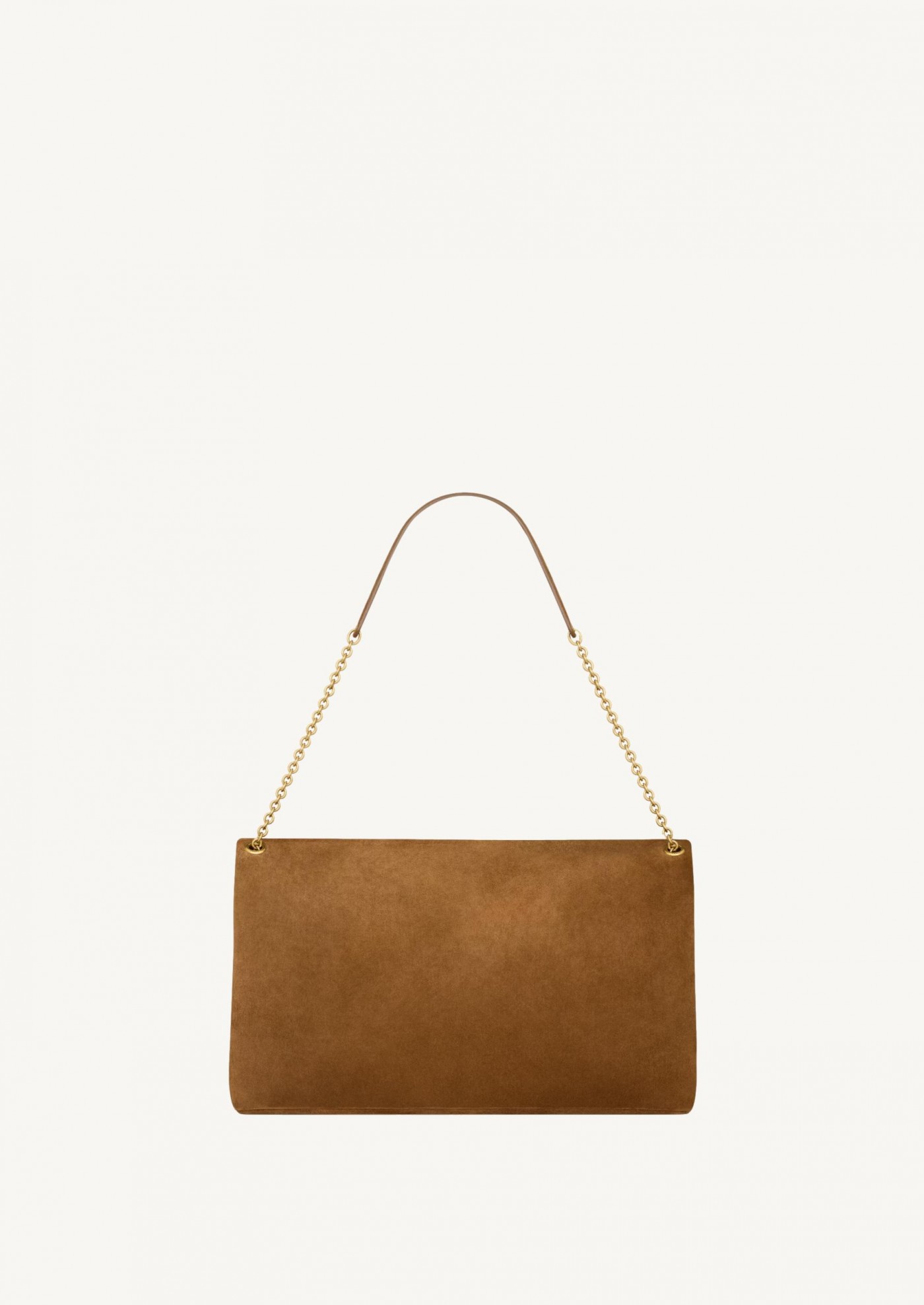 Cassandre XXL pochette à chaine en suède caramel Saint Laurent