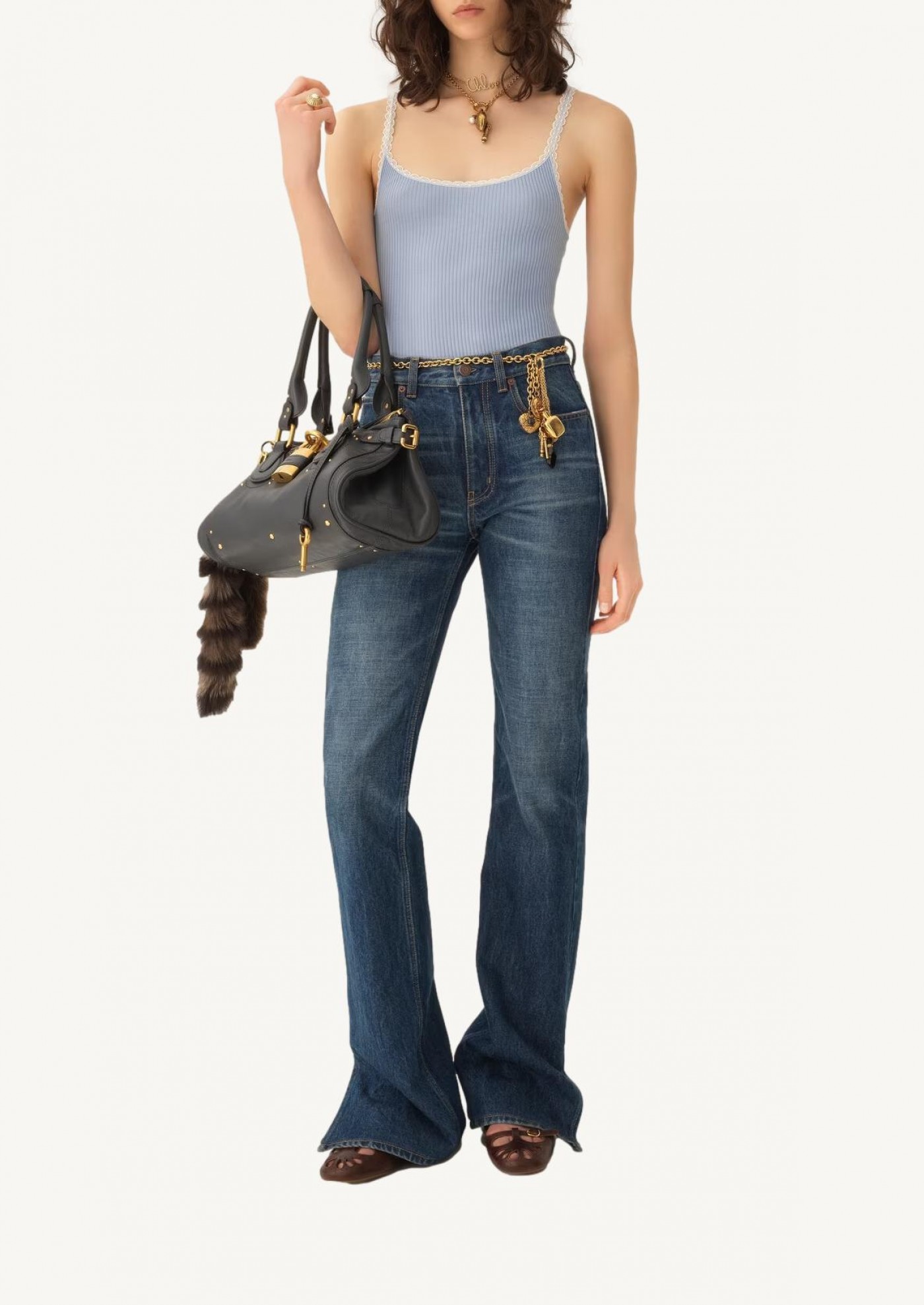 Débardeur ajusté en coton bleu Chloé