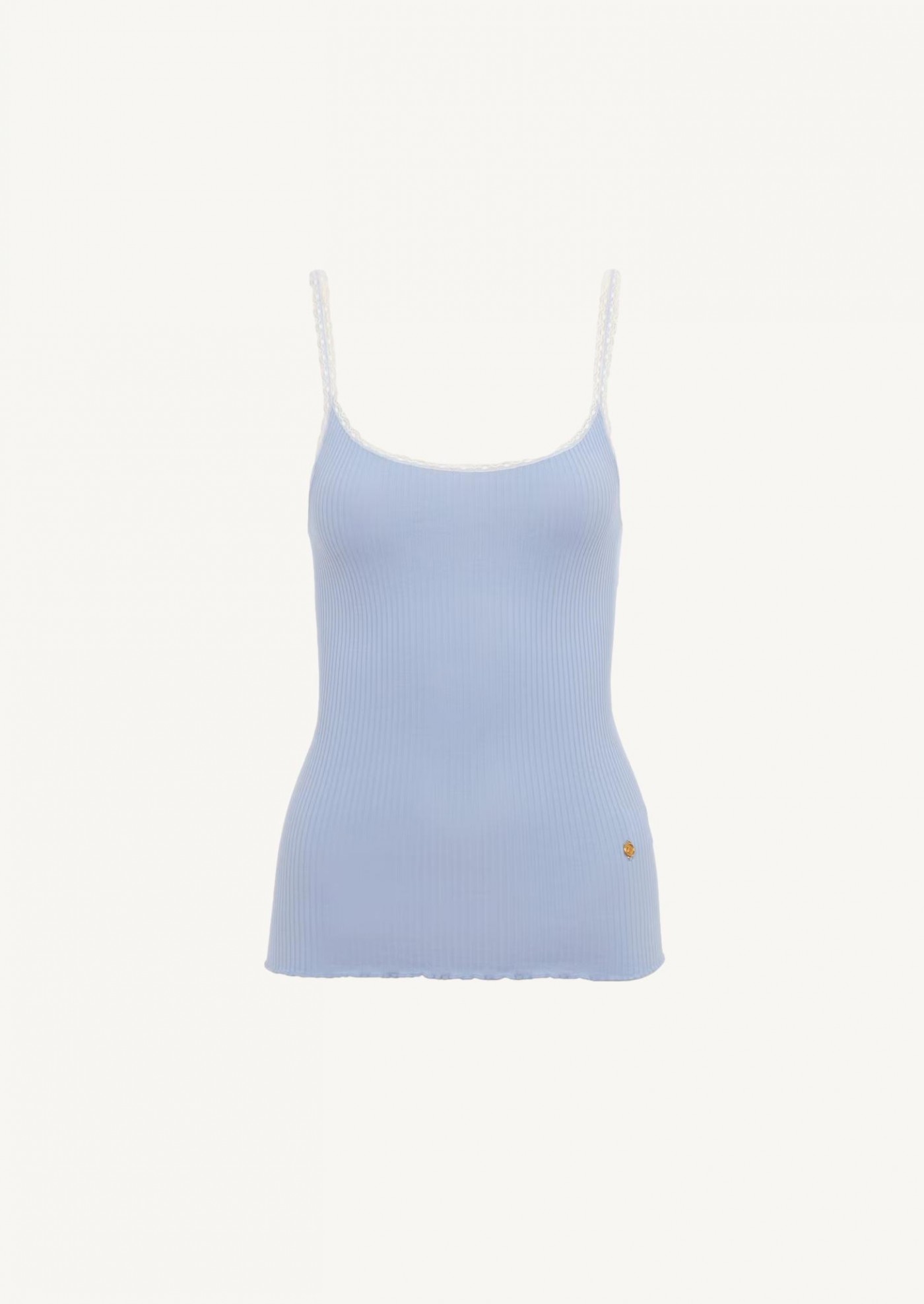 Fitted blue cotton tank top
