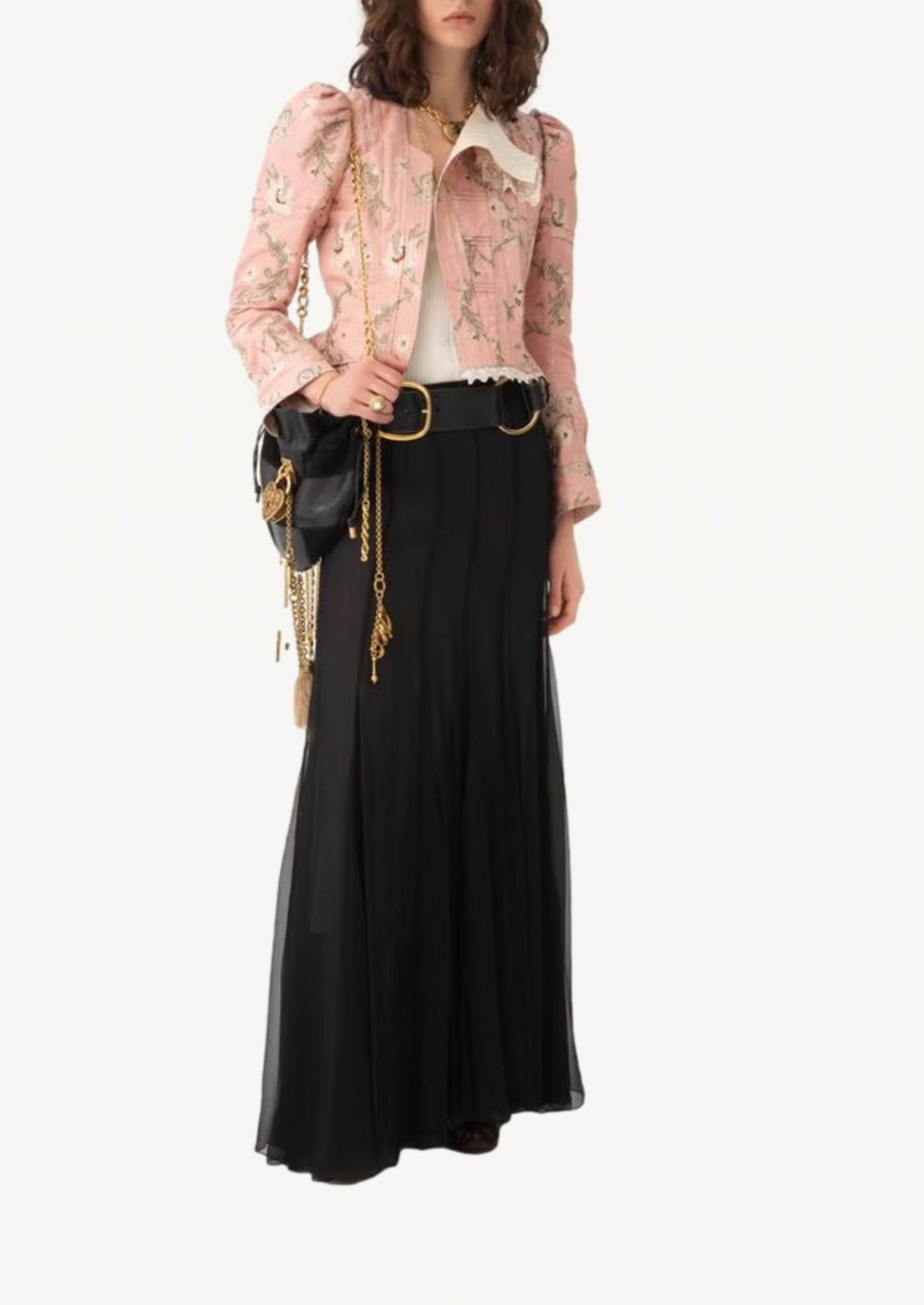 Long flowing skirt in silk chiffon