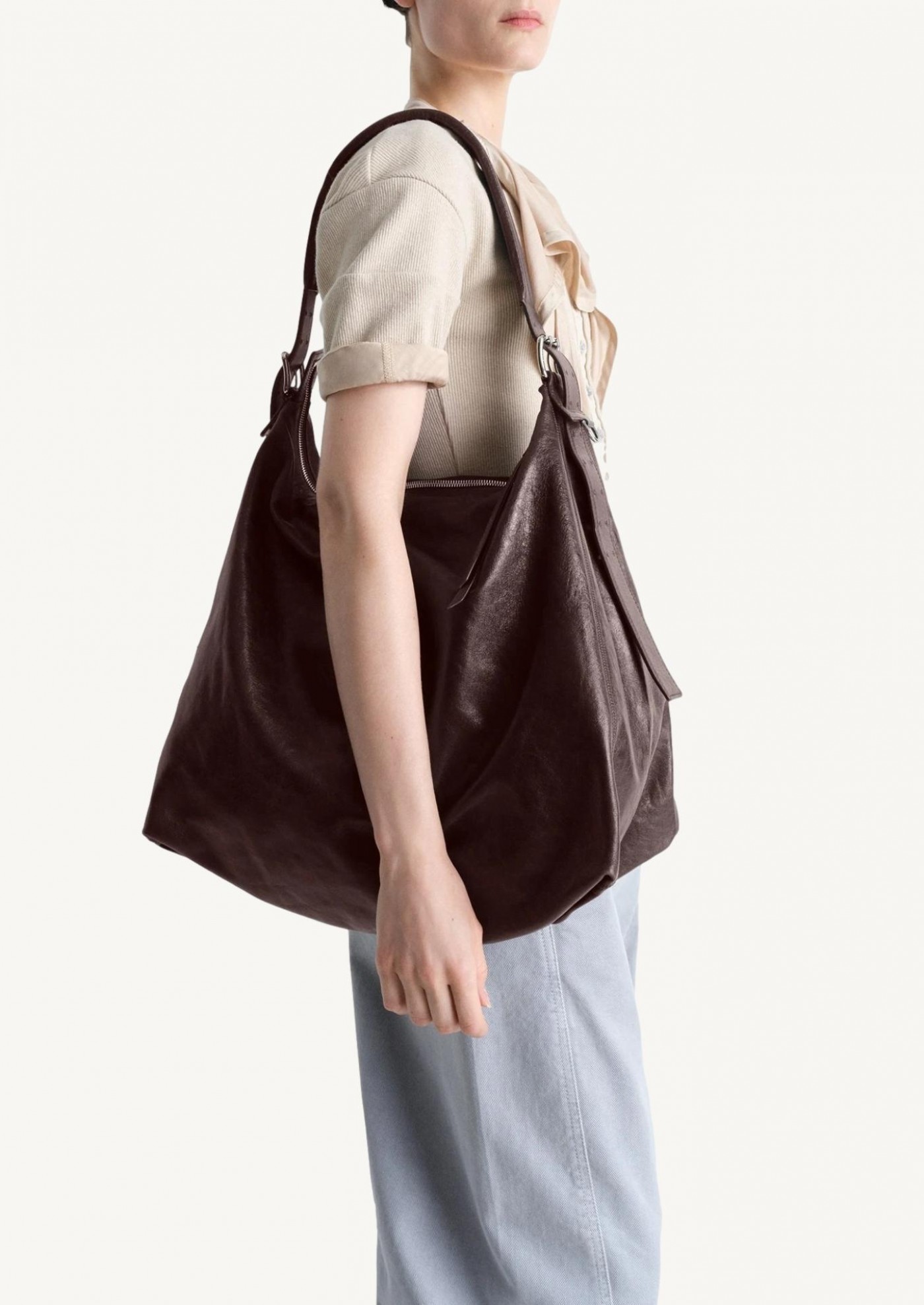 Sac hobo à ceinture espresso Lemaire