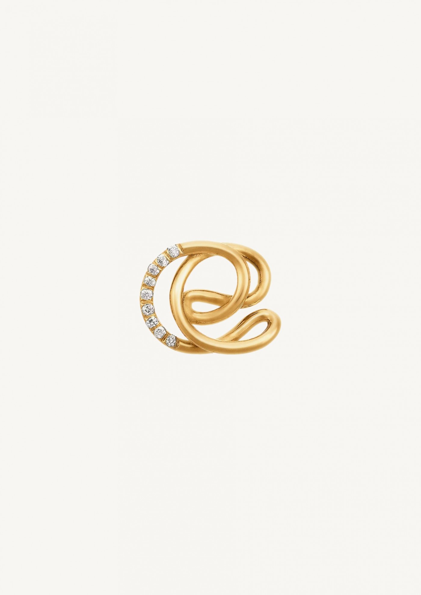 Letter E necklace with chain, in vermeil