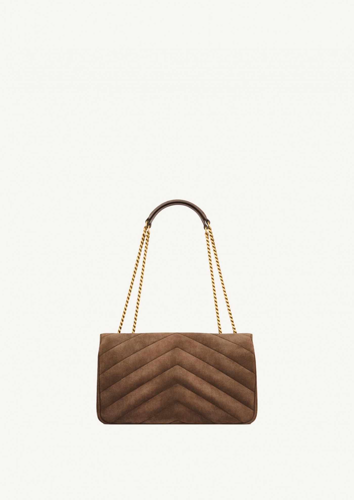 Medium Loulou in brown quilted suede
