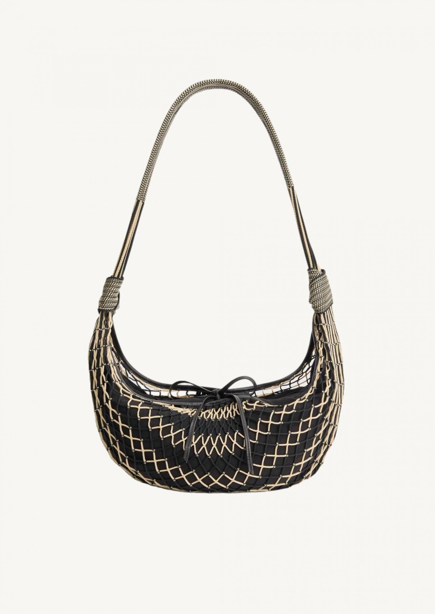 Sac croissant filt chevron light beige-black mu