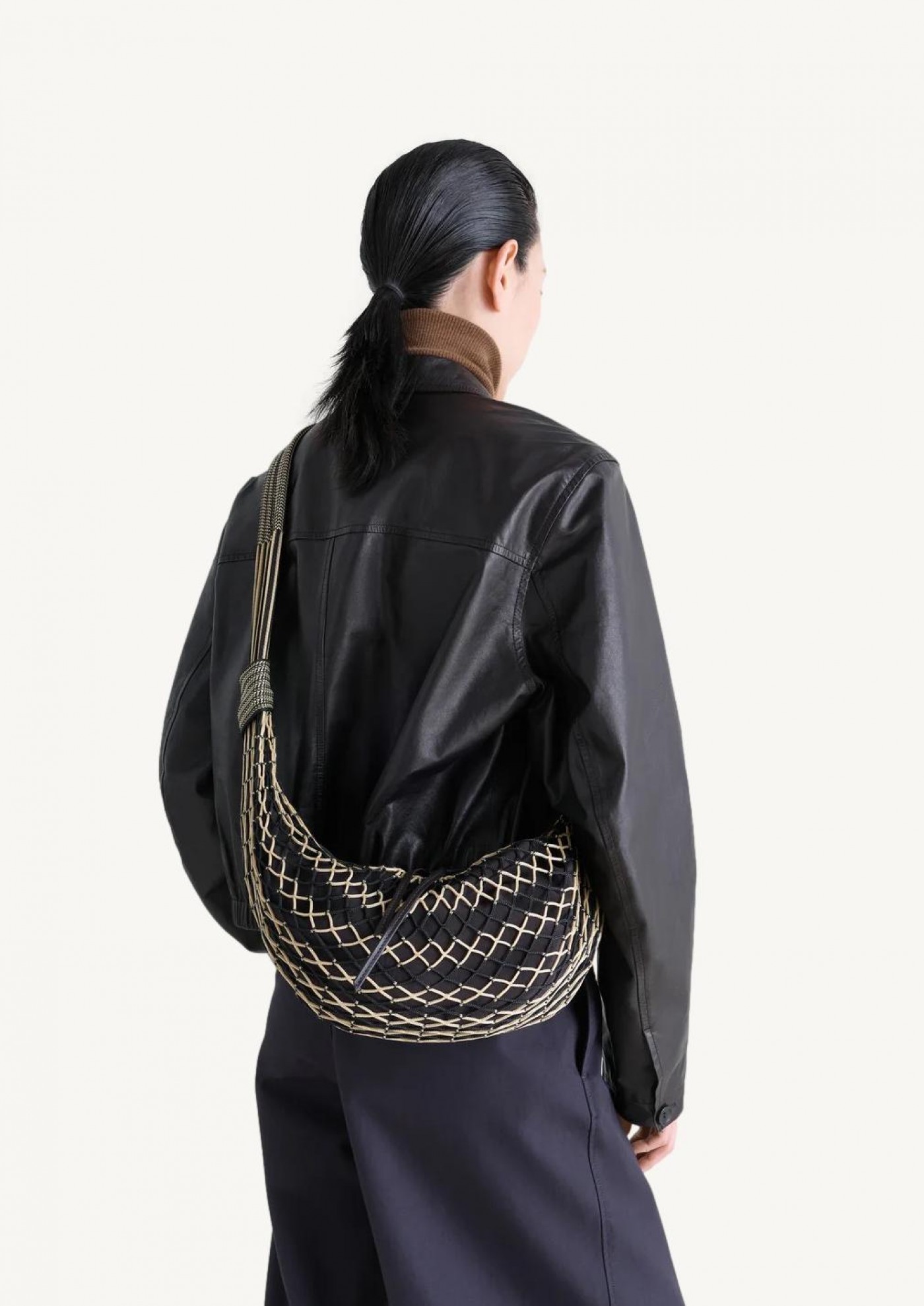 Sac croissant filt chevron light beige-black mu Lemaire