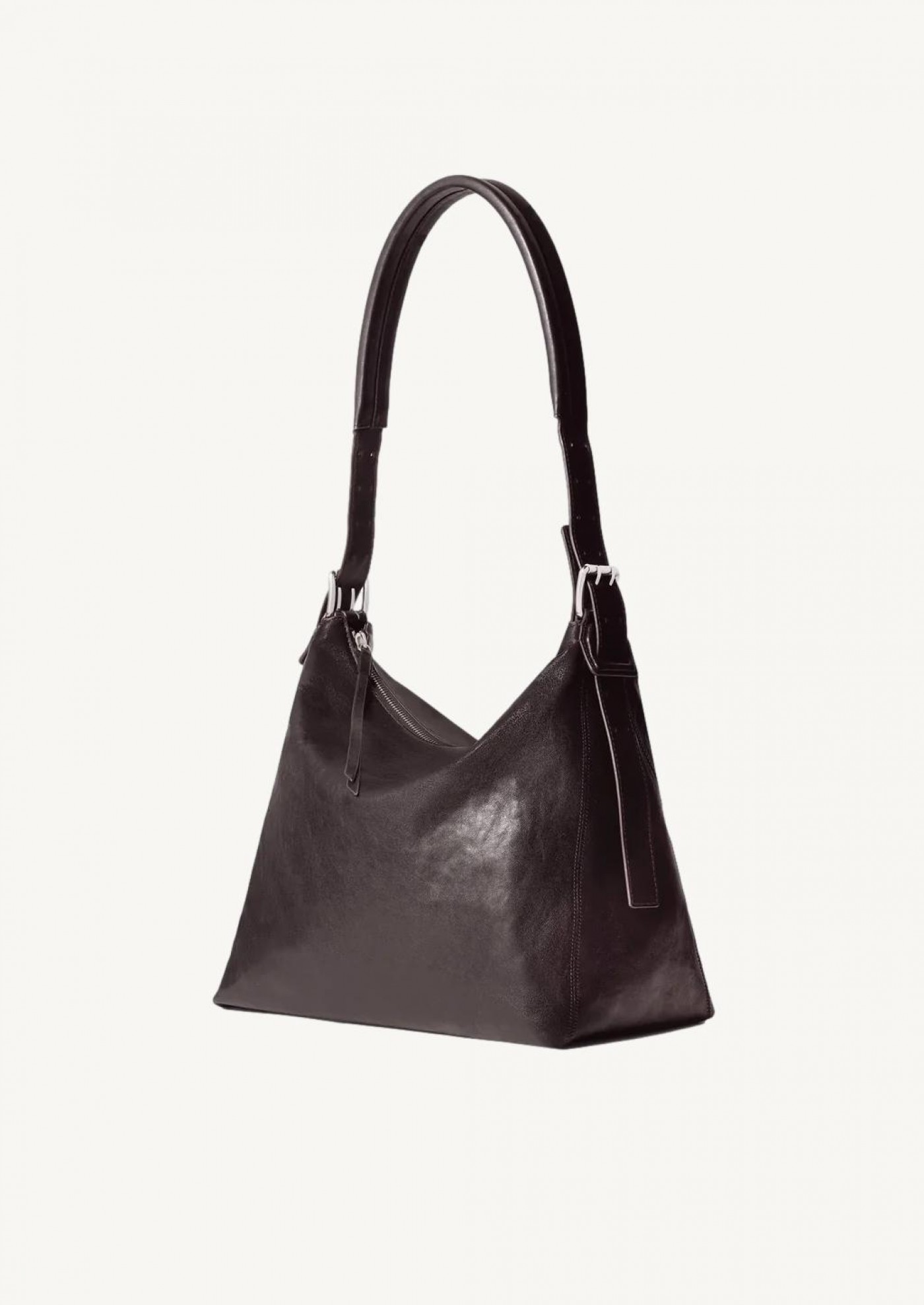 Sac belted hobo petit modèle en cuir chocolate dark