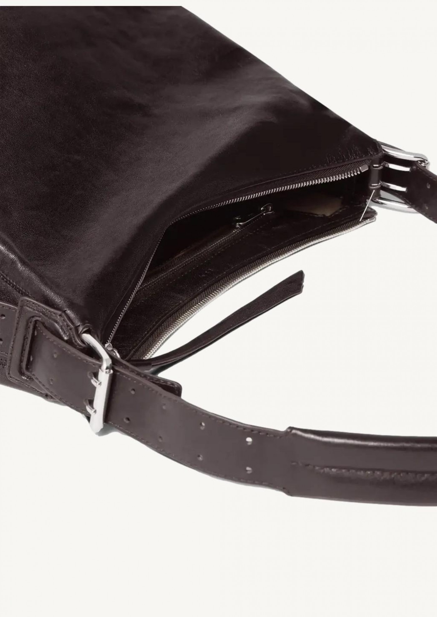 Small belted hobo bag in leather Lemaire