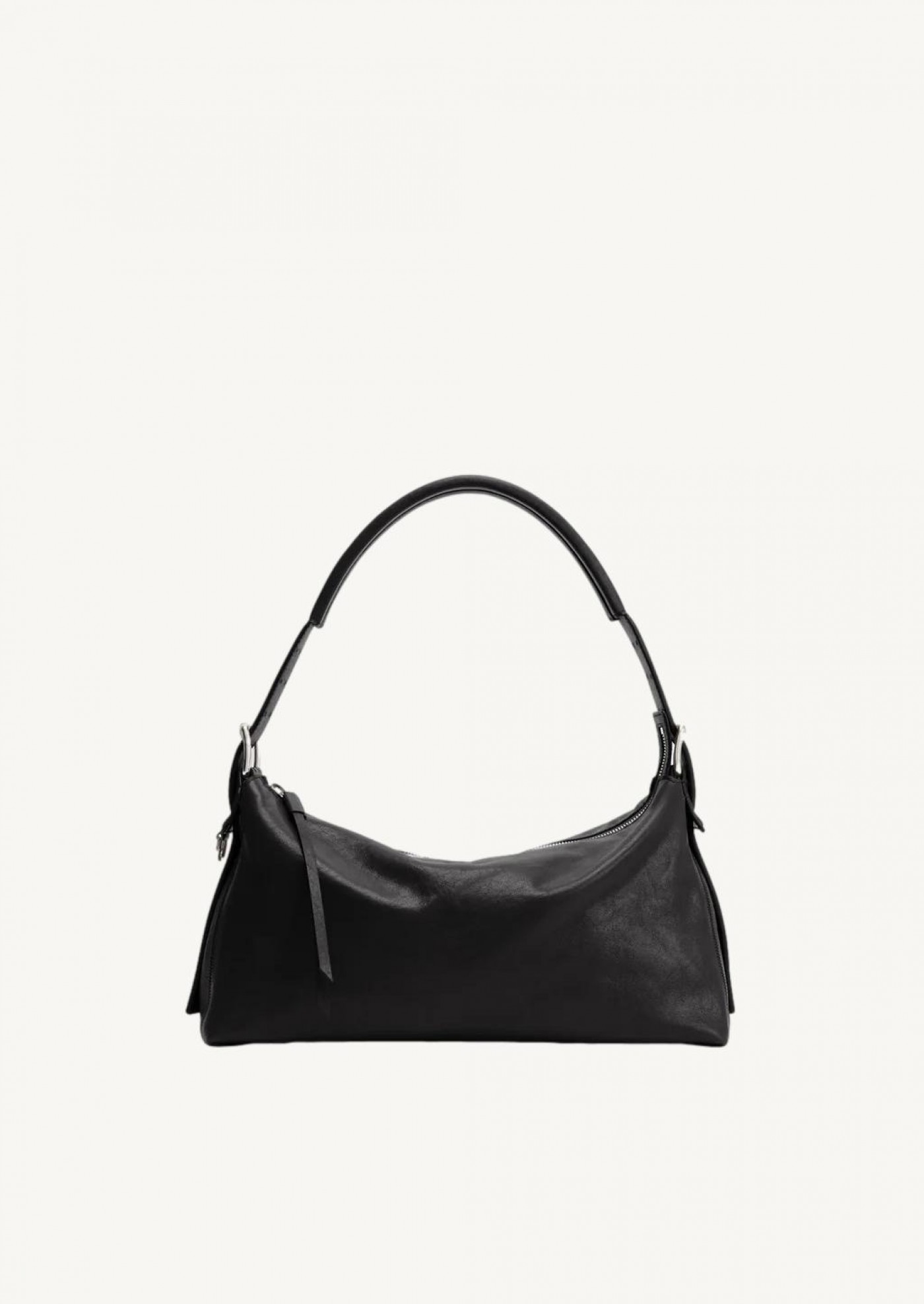 Sac belted baguette en cuir chocolate dark