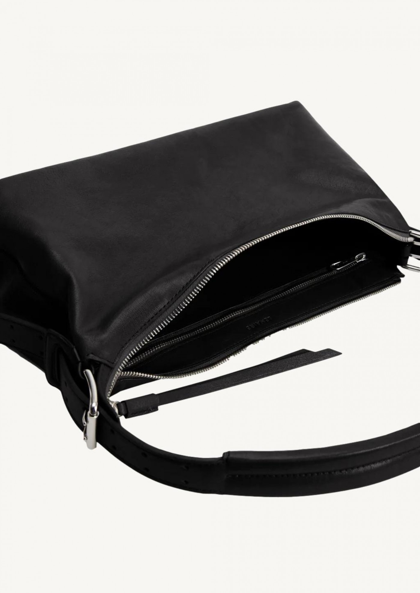 Sac belted baguette en cuir chocolate dark Lemaire