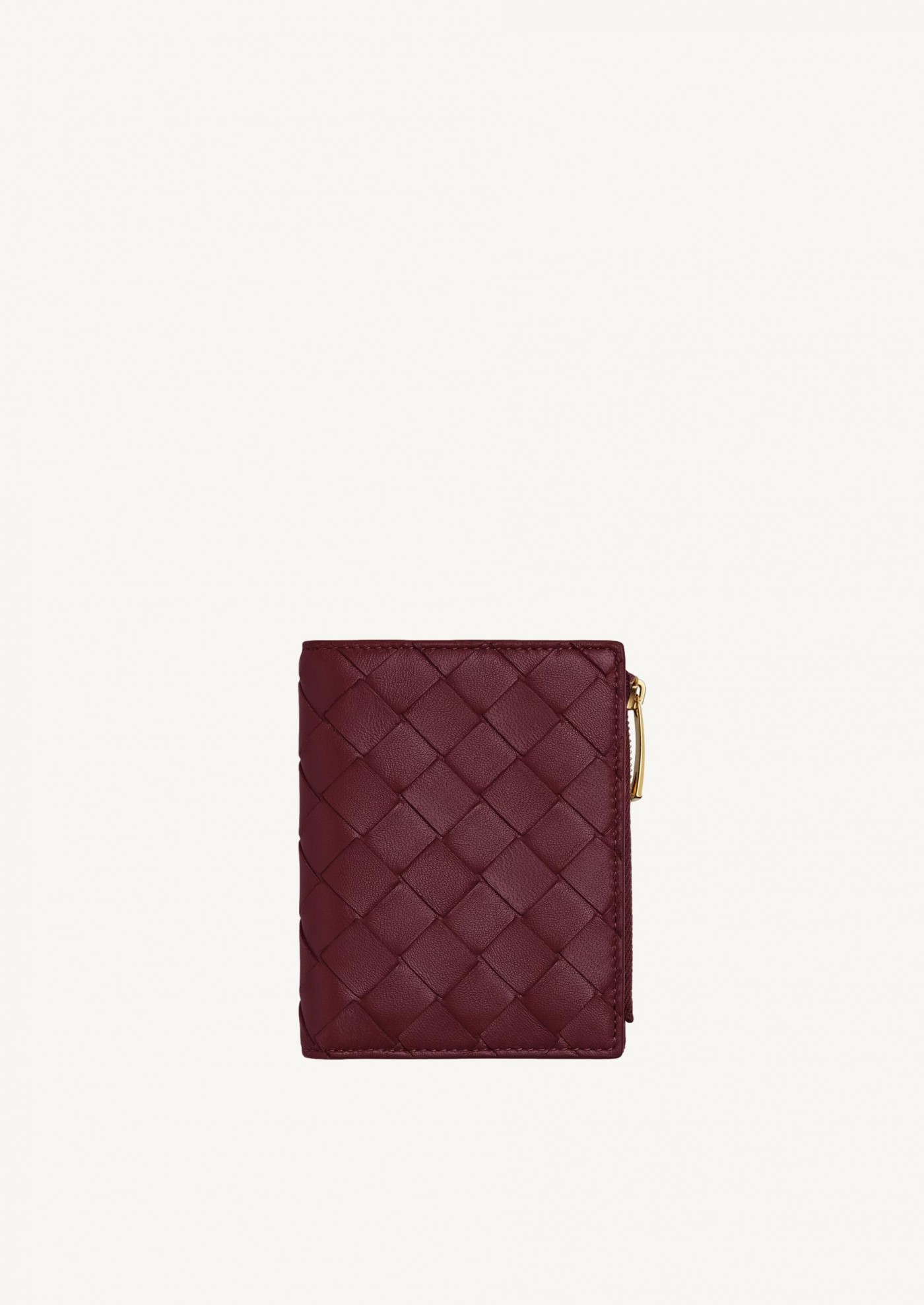 Intrecciato Barolo Bi-Fold Wallet Bottega Veneta