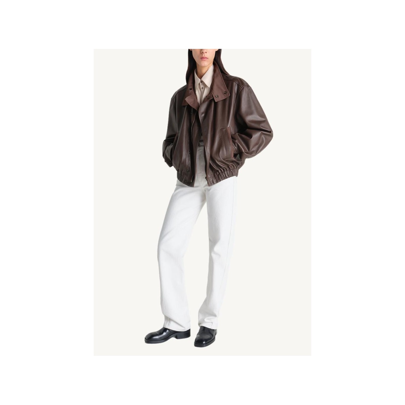 Soft chocolate brown leather jacket Lemaire