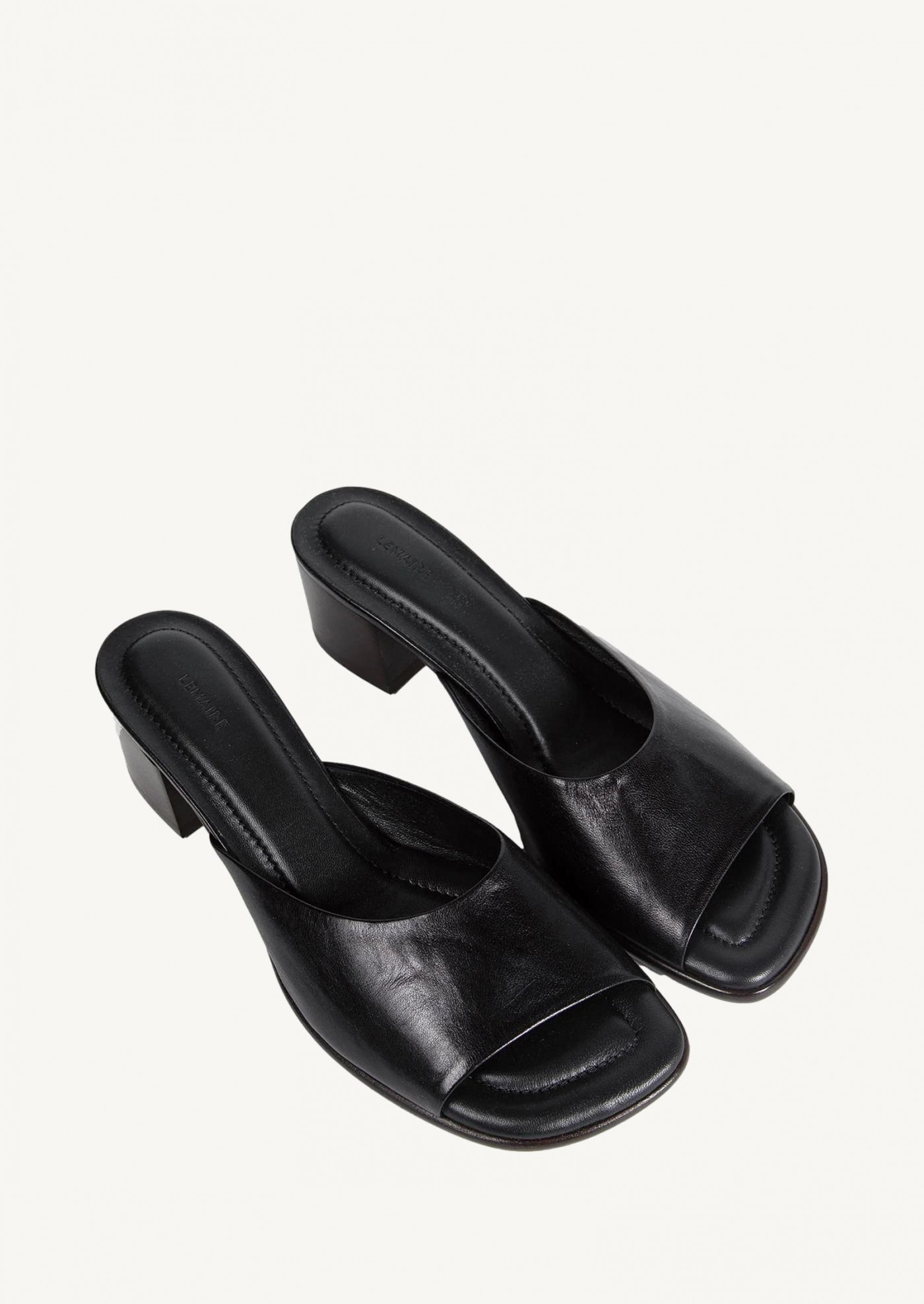 Black Square Heeled Mules 55 Lemaire