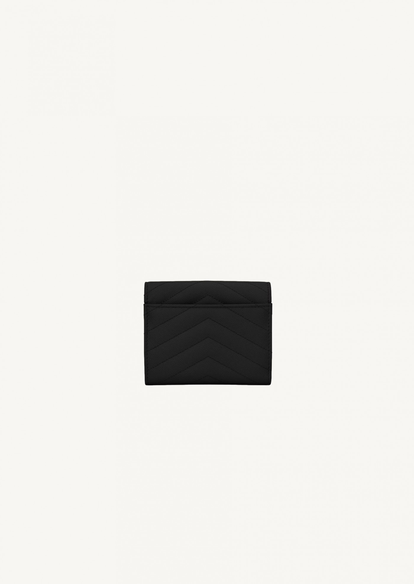 Portfeuille compact Cassandre en grain de poudre noir Saint Laurent