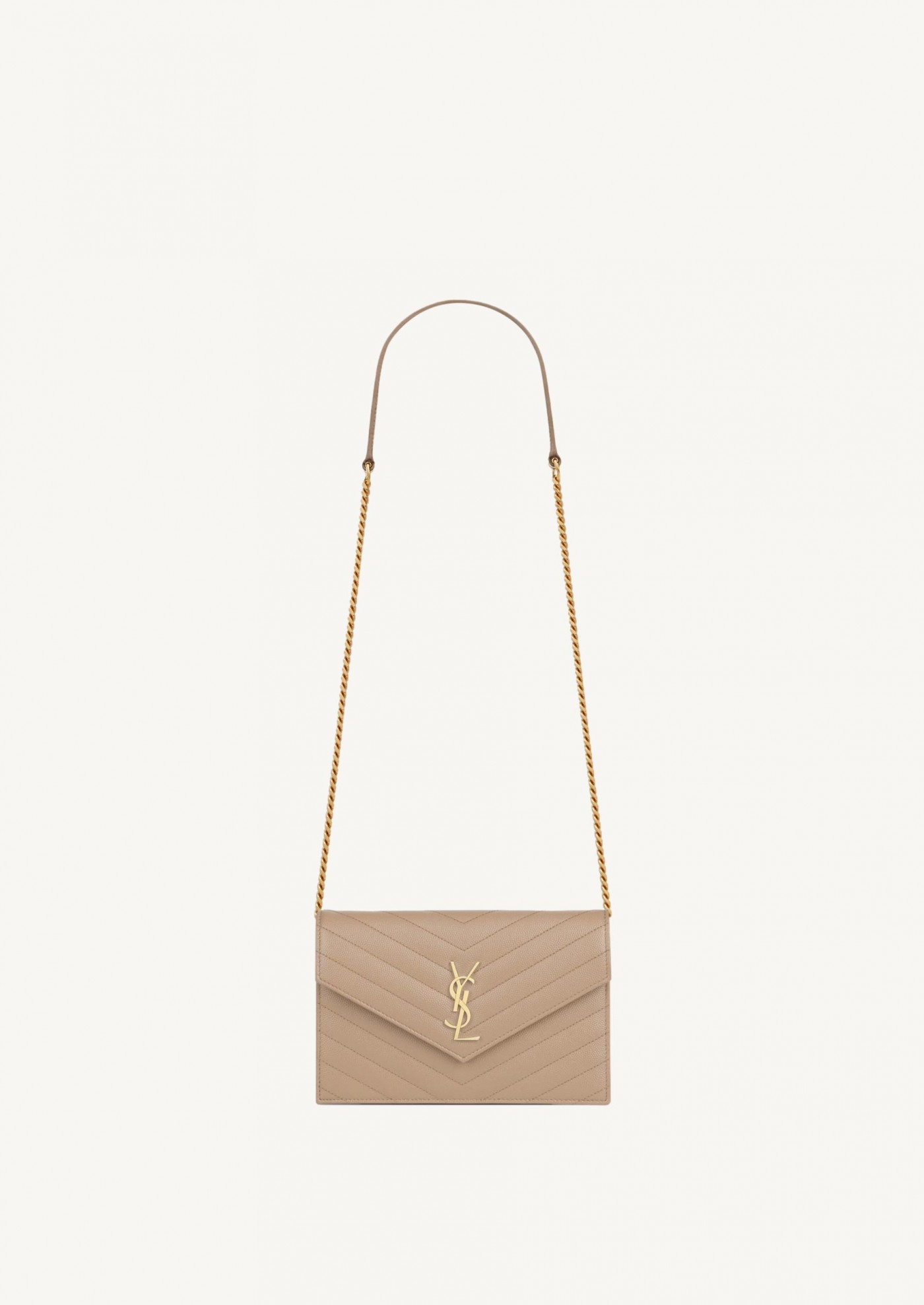 Cassandre Envelope chain wallet in dark beige