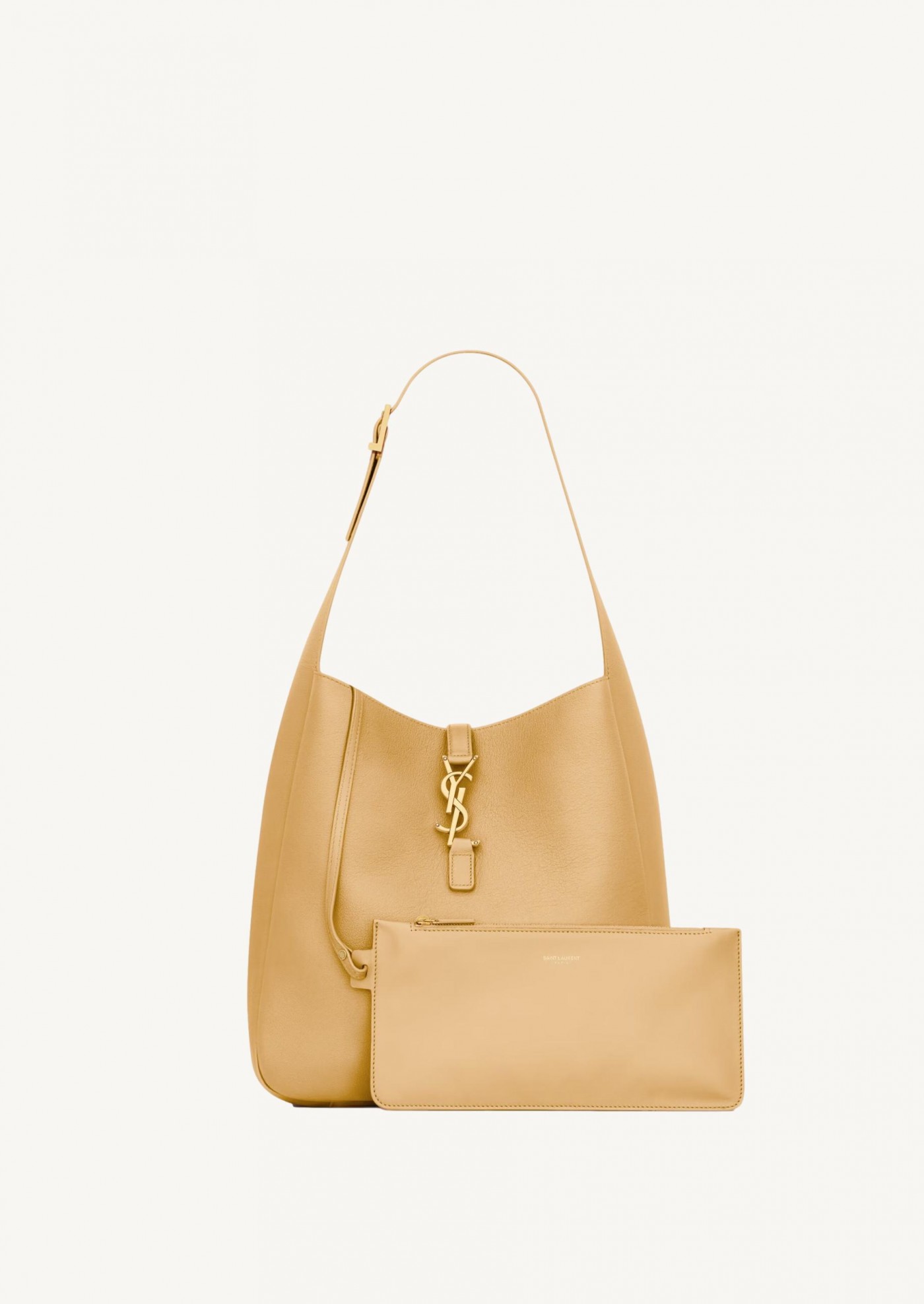 Le 5 à 7 large souple en cuir yellow mustard Saint Laurent